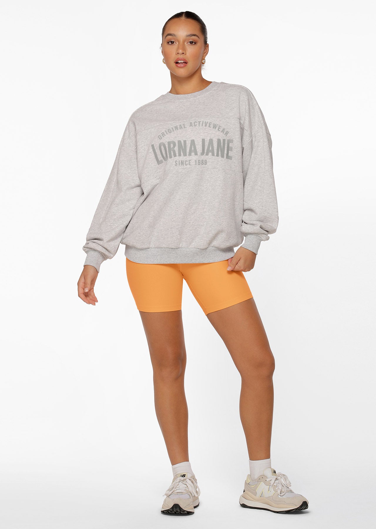 Lorna Jane 90S Oversized Sweat - Light Grey Marl