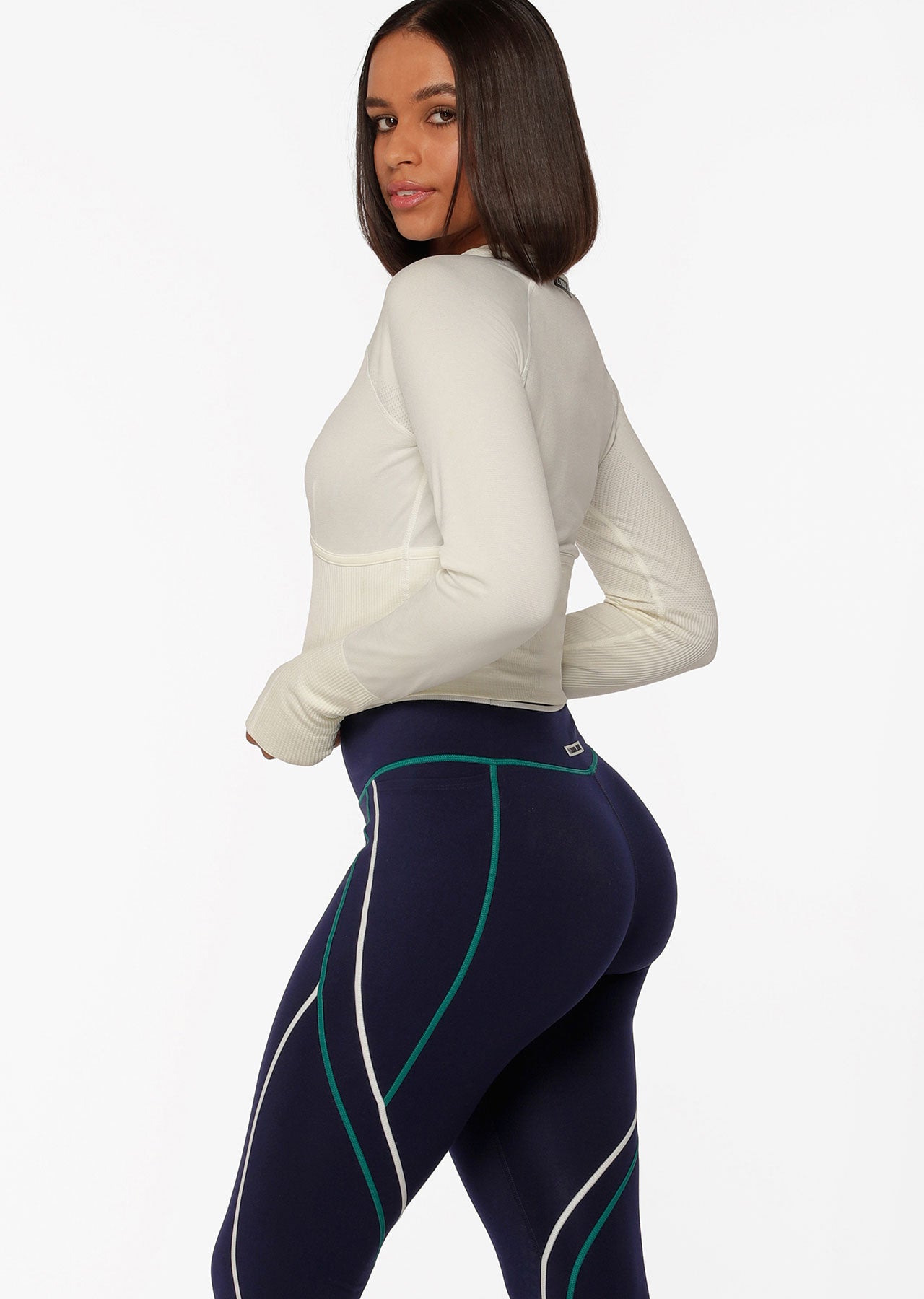 Lorna Jane Seamless Contour Cropped Long Sleeve Top - Porcelain