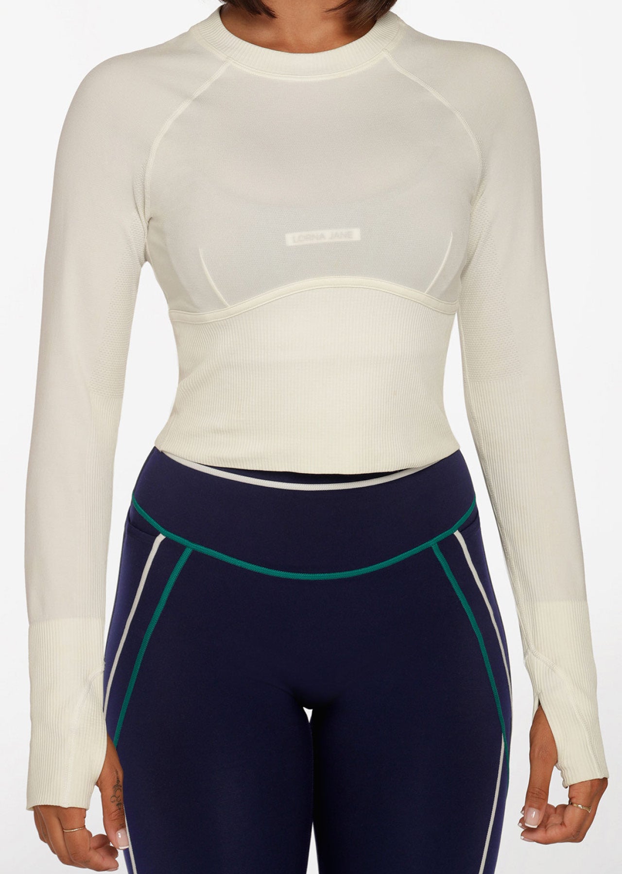 Lorna Jane Seamless Contour Cropped Long Sleeve Top - Porcelain