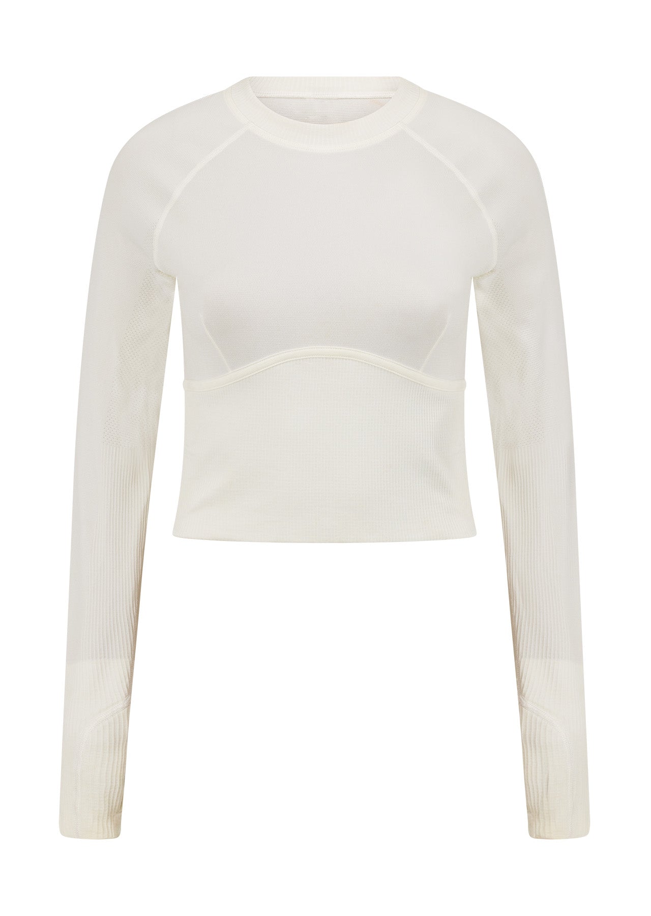 Lorna Jane Seamless Contour Cropped Long Sleeve Top - Porcelain