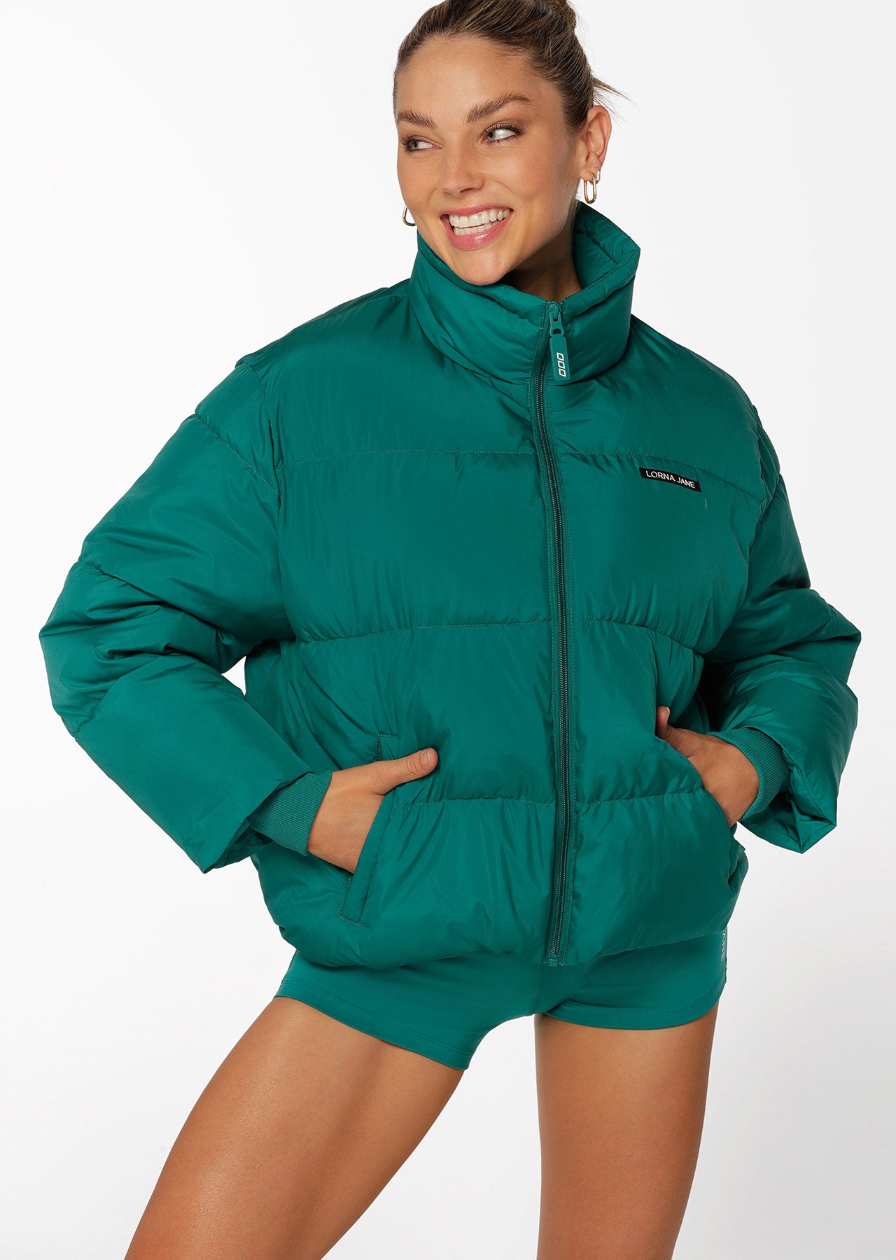 Lorna Jane Keep Toasty Puffer Jacket - Dark Teal