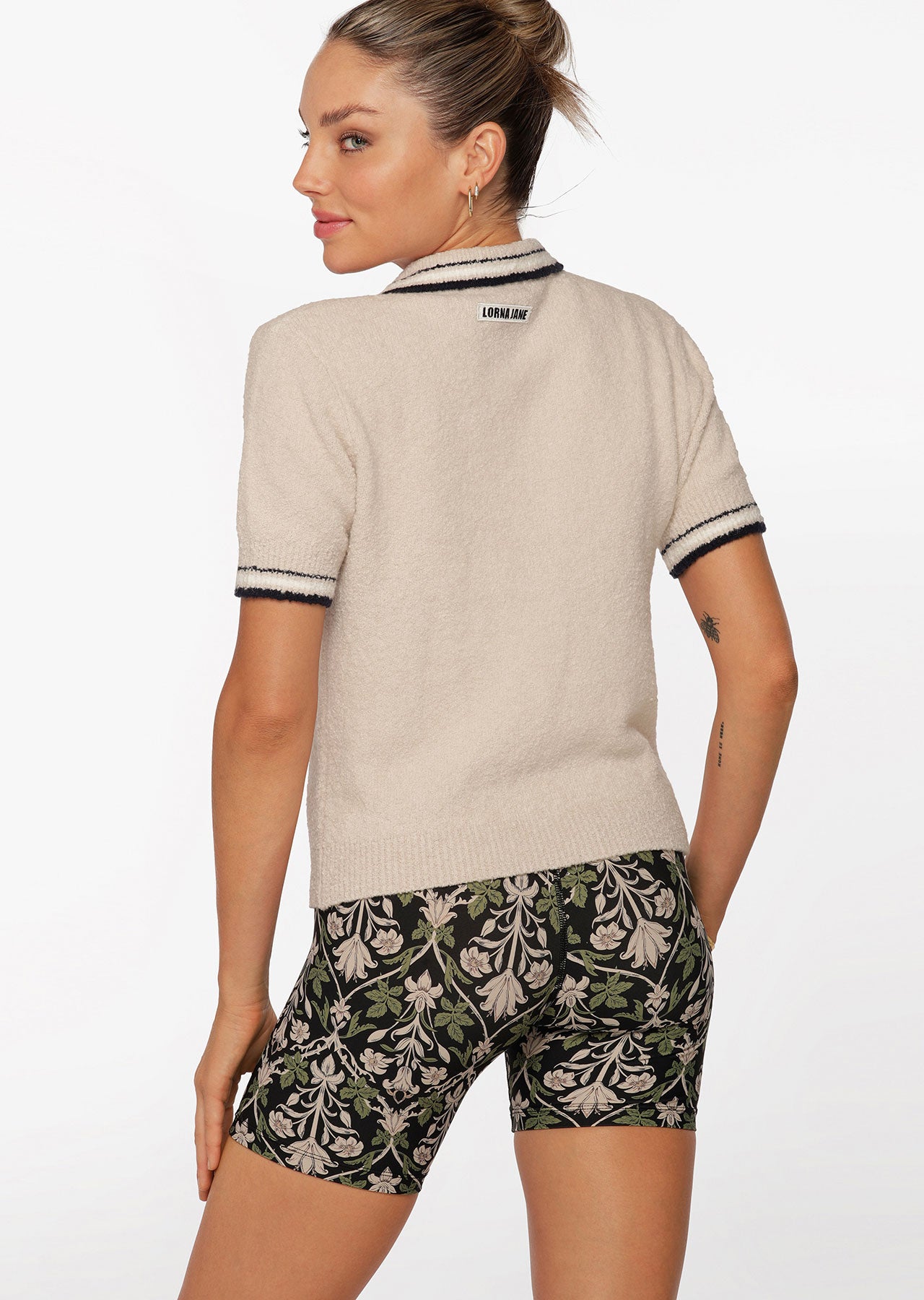 Lorna Jane Country Club Knit Polo Tee - Ivory