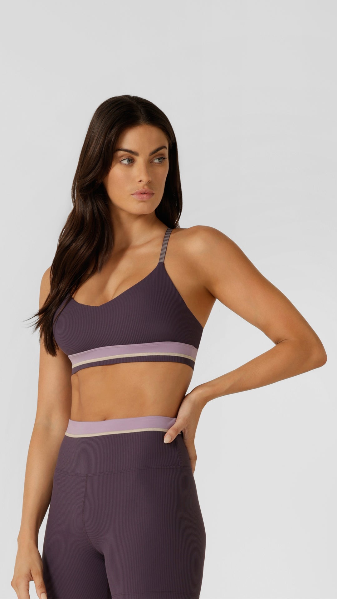 Lorna Jane Jade Rib Sports Bra - Midnight Plum