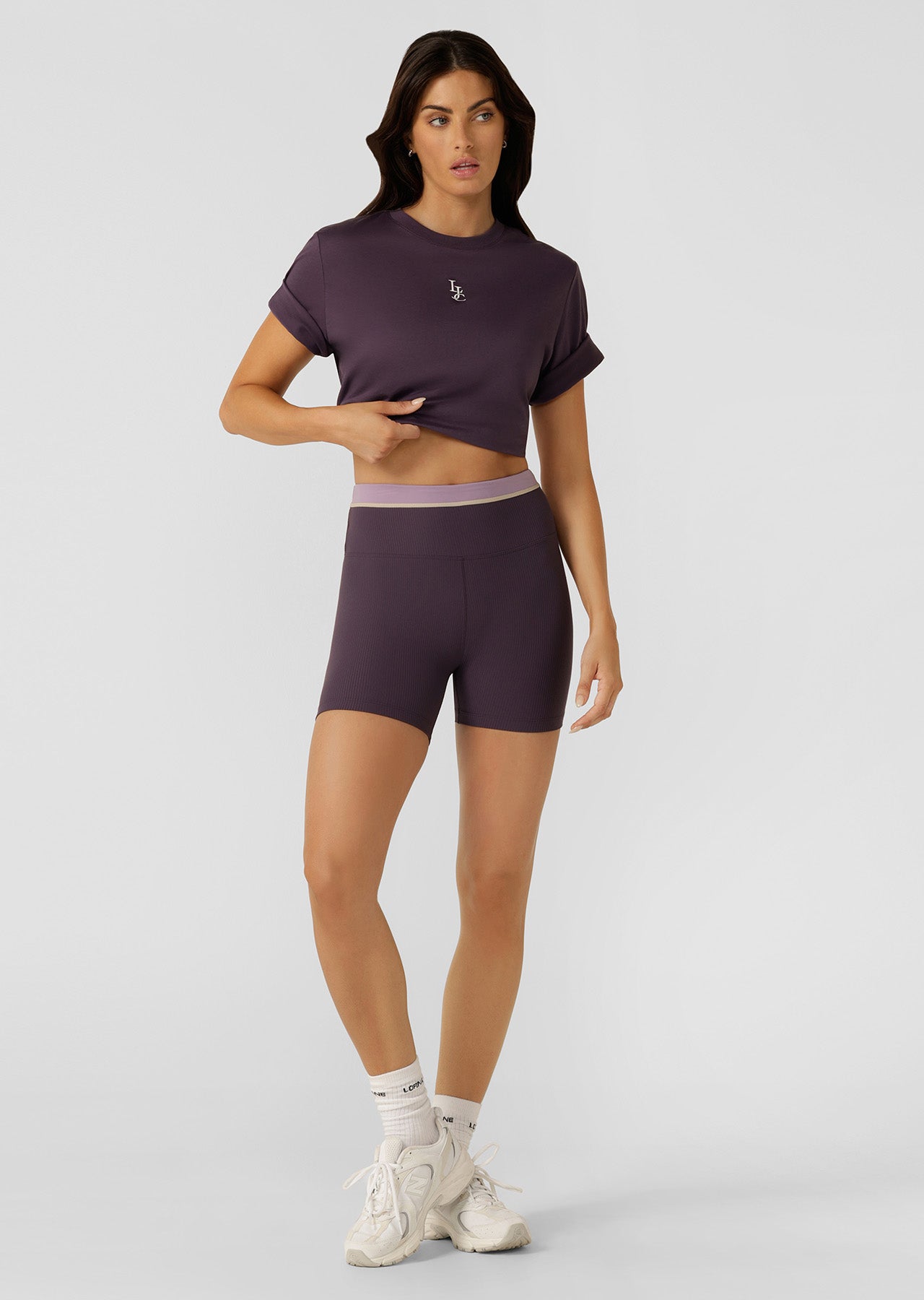 Lorna Jane Perfect Practice Rib 12Cm Bike Shorts - Midnight Plum