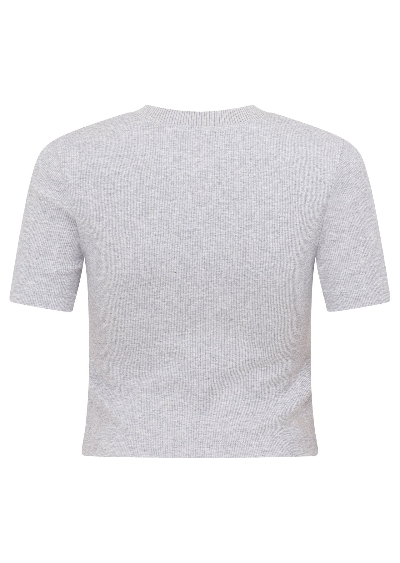 Lorna Jane Off Duty Cropped Rib Tee - Grey Marl