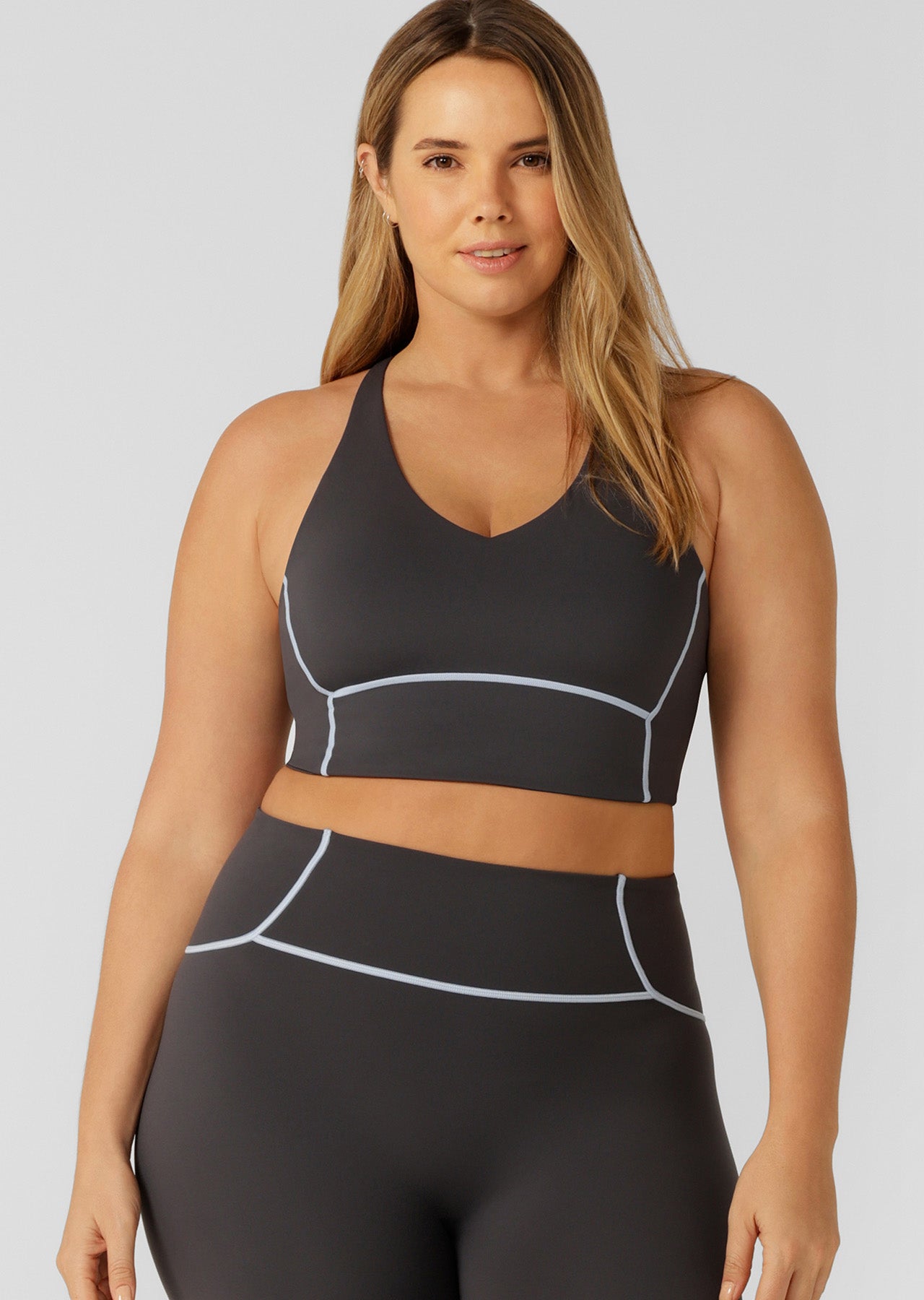 Lorna Jane Unwind Longline Sports Bra - Dark Titanium