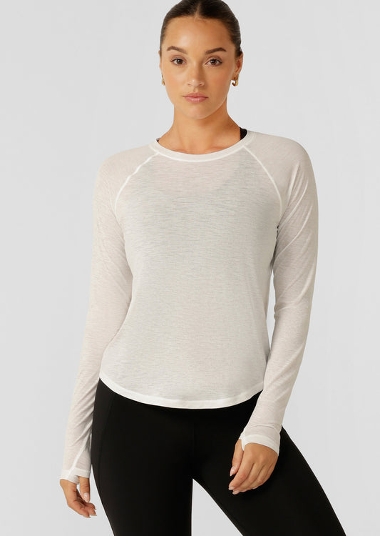 Lorna Jane On The Run Long Sleeve Top - Porcelain