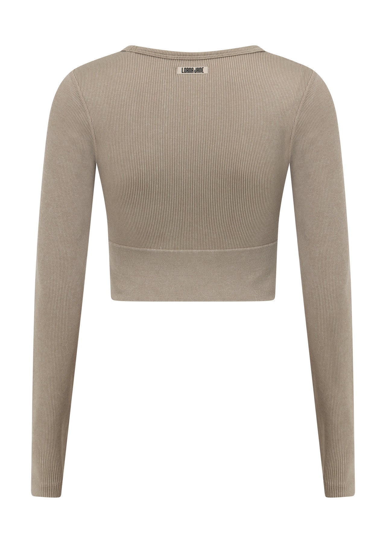 Lorna Jane Tempo Ribbed Seamless Long Sleeve Top - Washed Dark Off White