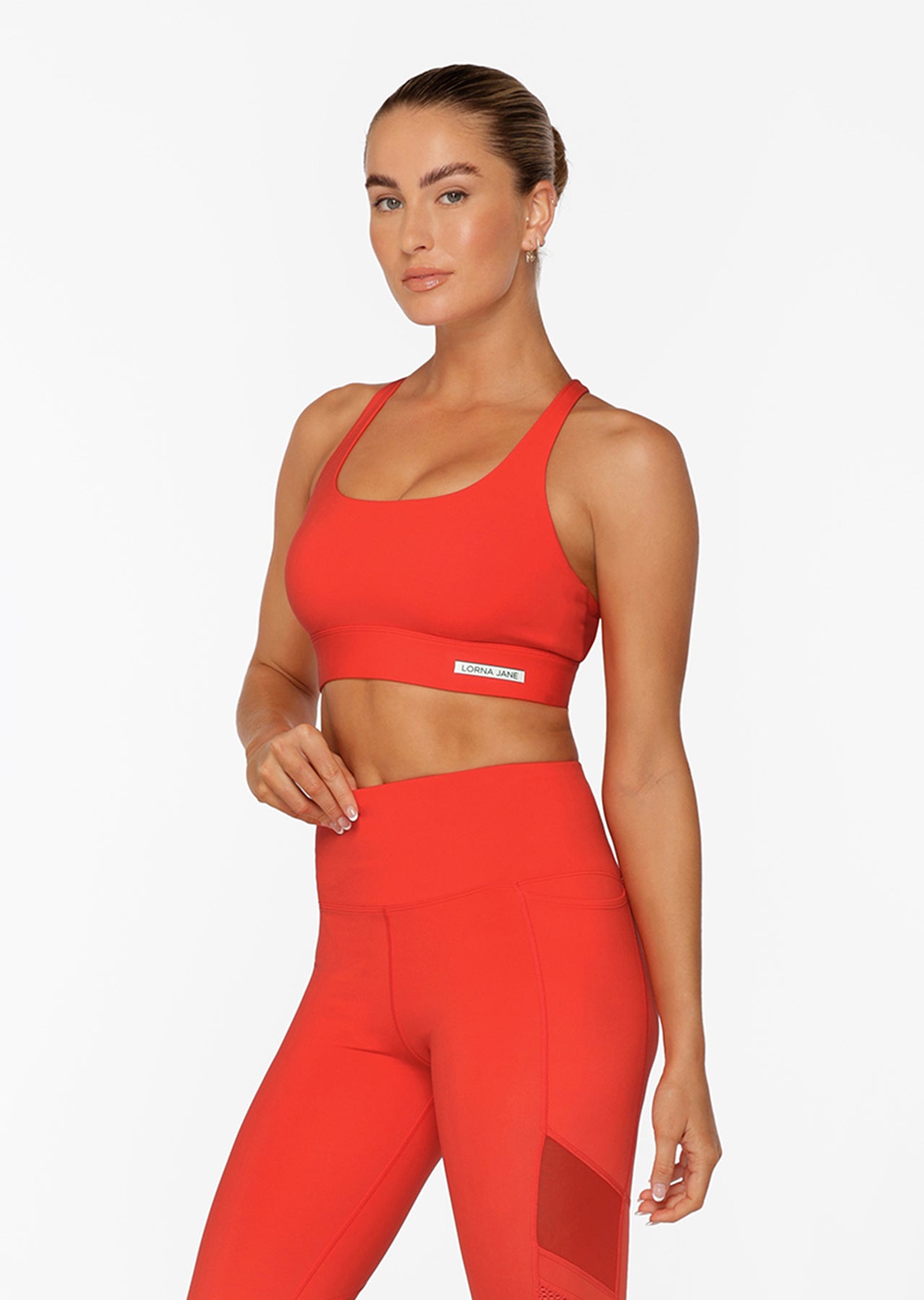 Lorna Jane Circuit Recycled Sports Bra - Hot Tomato