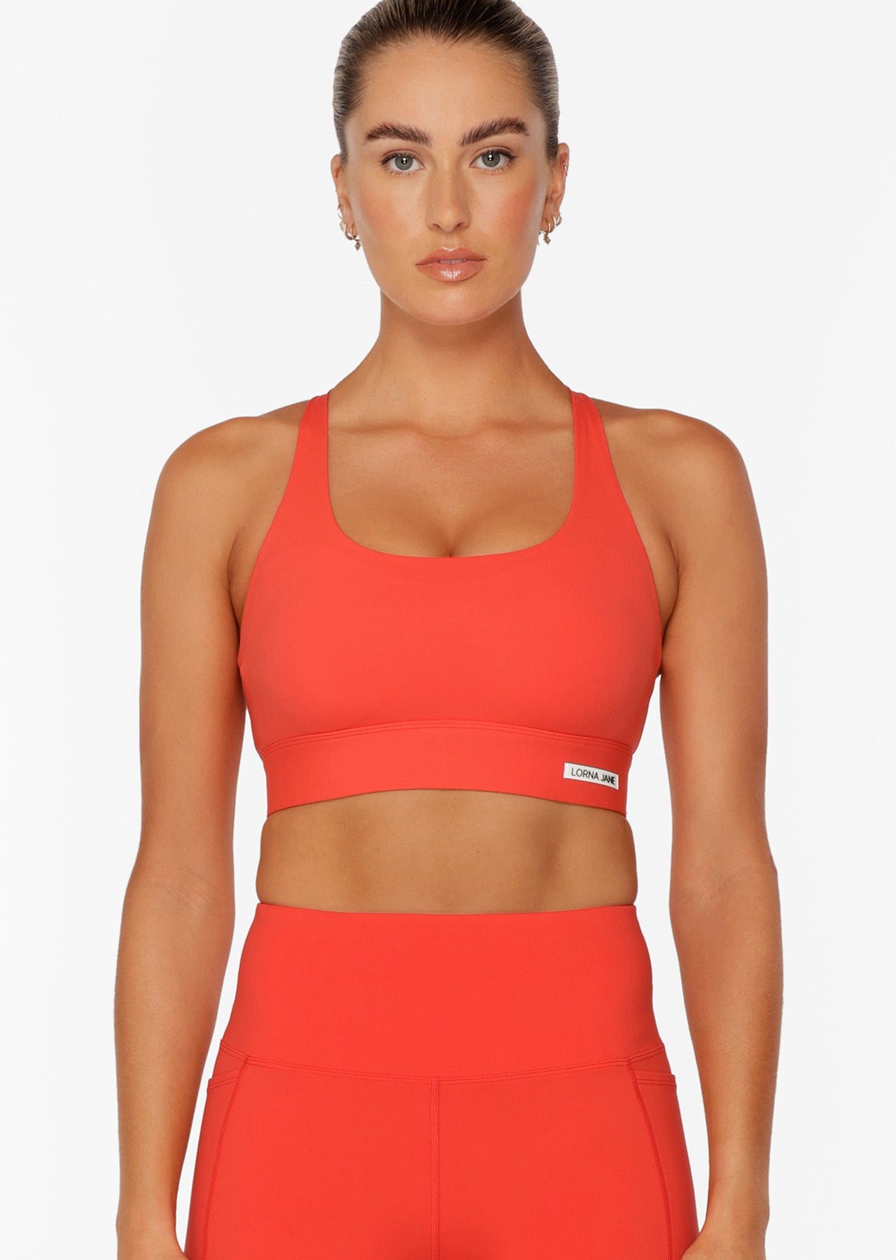 Lorna Jane Circuit Recycled Sports Bra - Hot Tomato