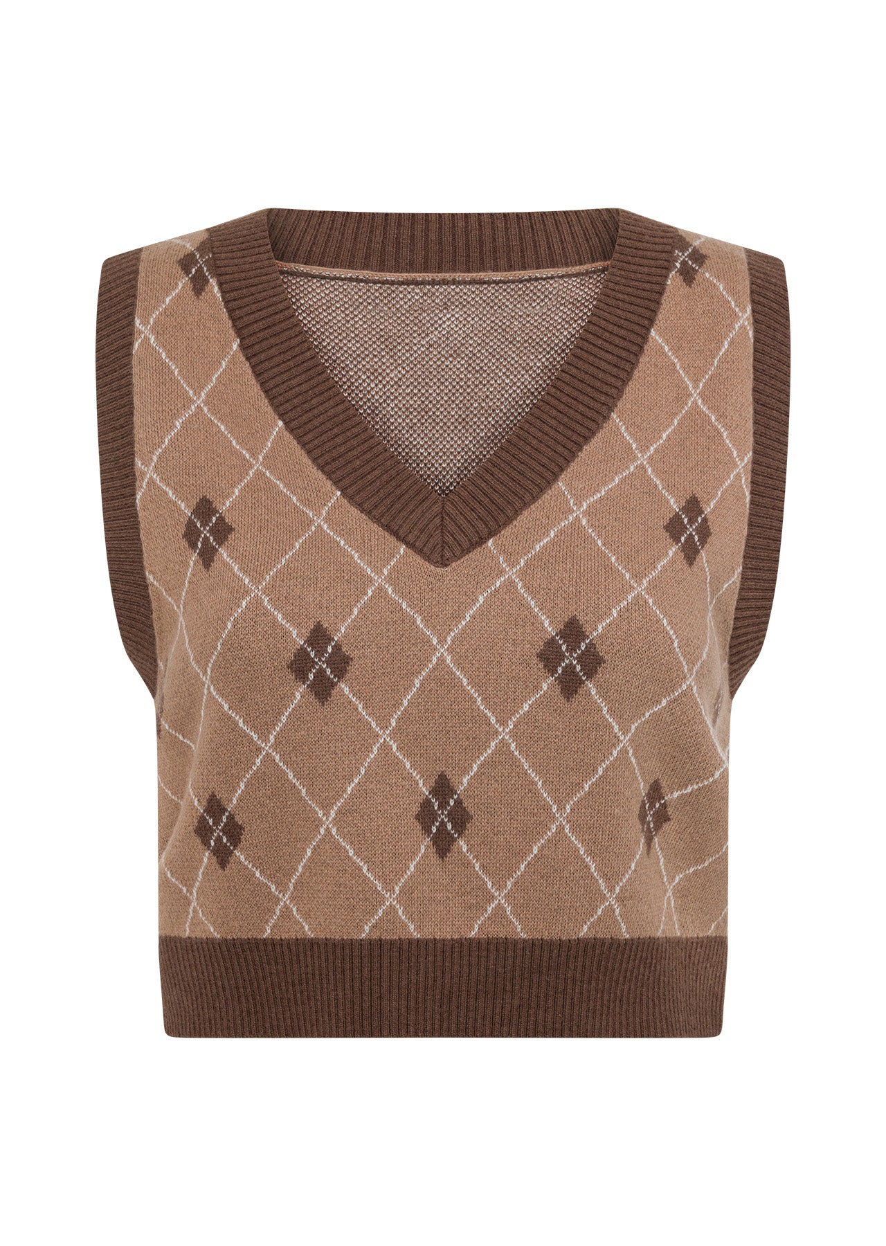 Lorna Jane Caddie Cropped Knit Vest - Argyle Intasia Print