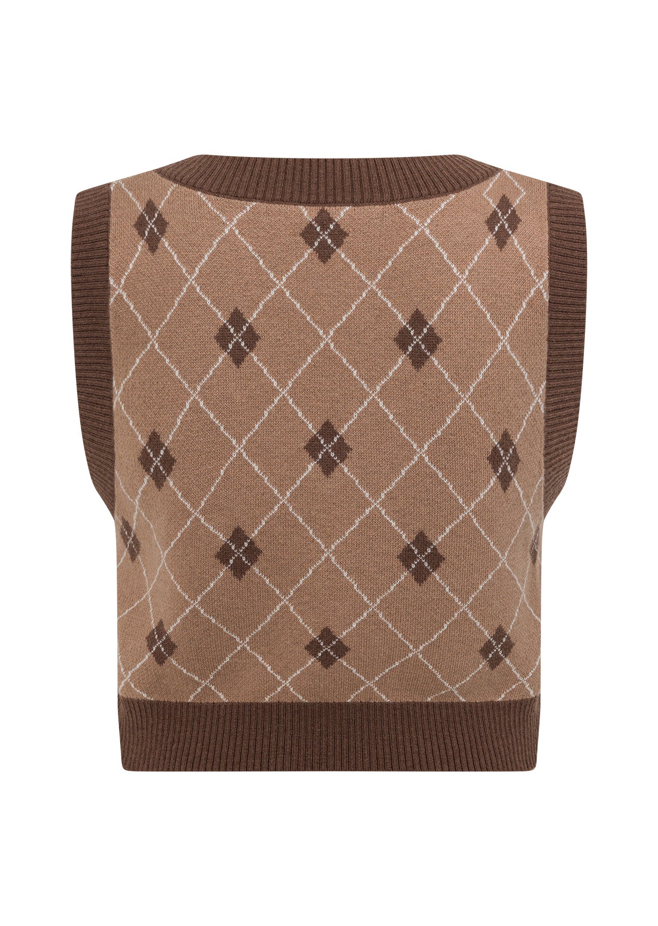Lorna Jane Caddie Cropped Knit Vest - Argyle Intasia Print