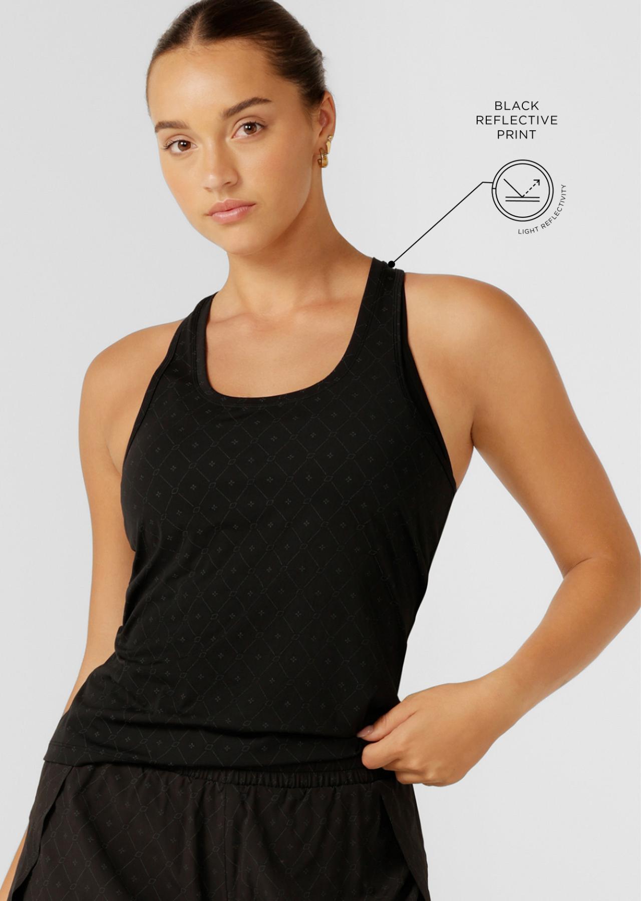 Lorna Jane High Definition Reflective Active Tank - Black Reflective Monogram Print