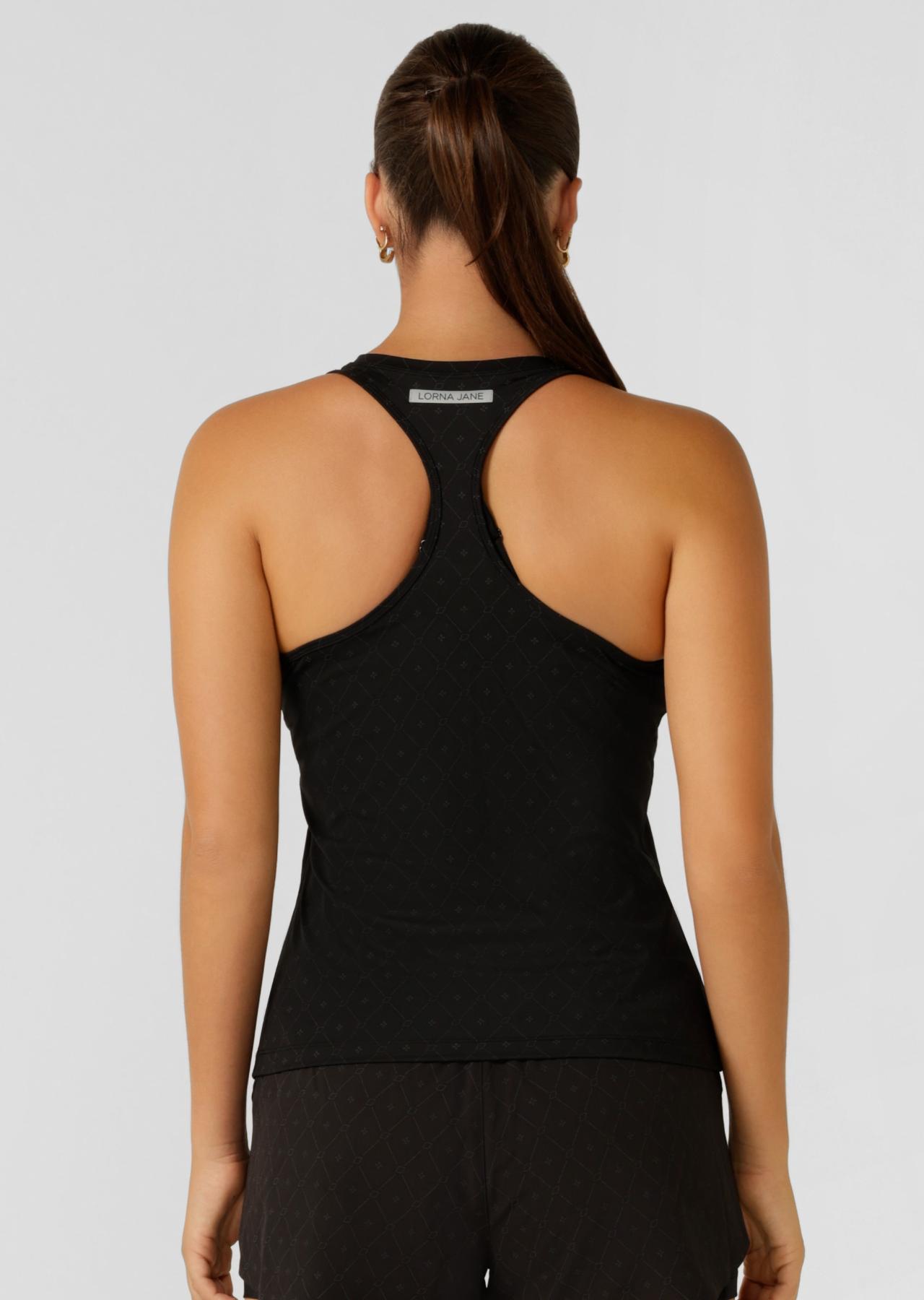Lorna Jane High Definition Reflective Active Tank - Black Reflective Monogram Print