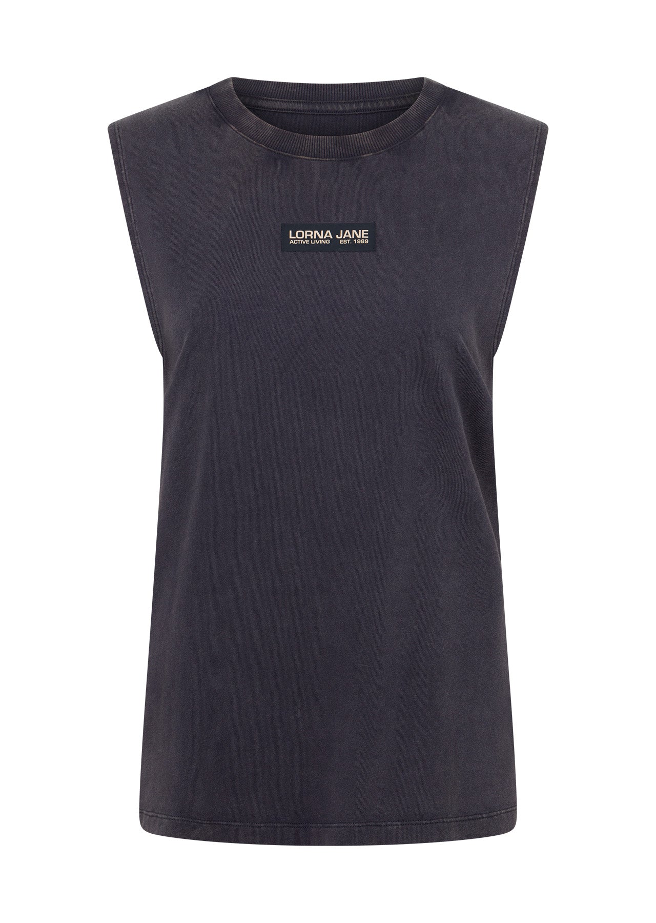 Lorna Jane Fade Away Washed Muscle Tank - Washed Midnight Blue