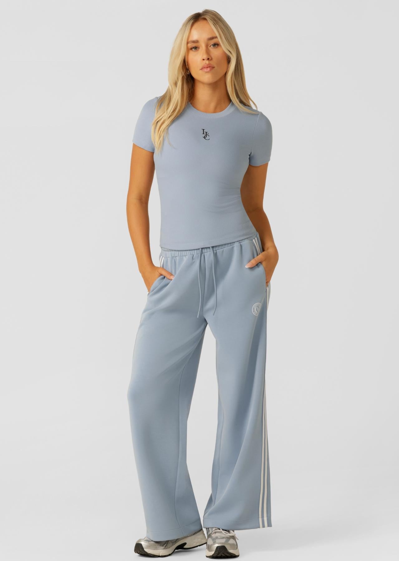 Lorna Jane Classic LJC Rib Short Sleeve T-Shirt - Glacier Blue