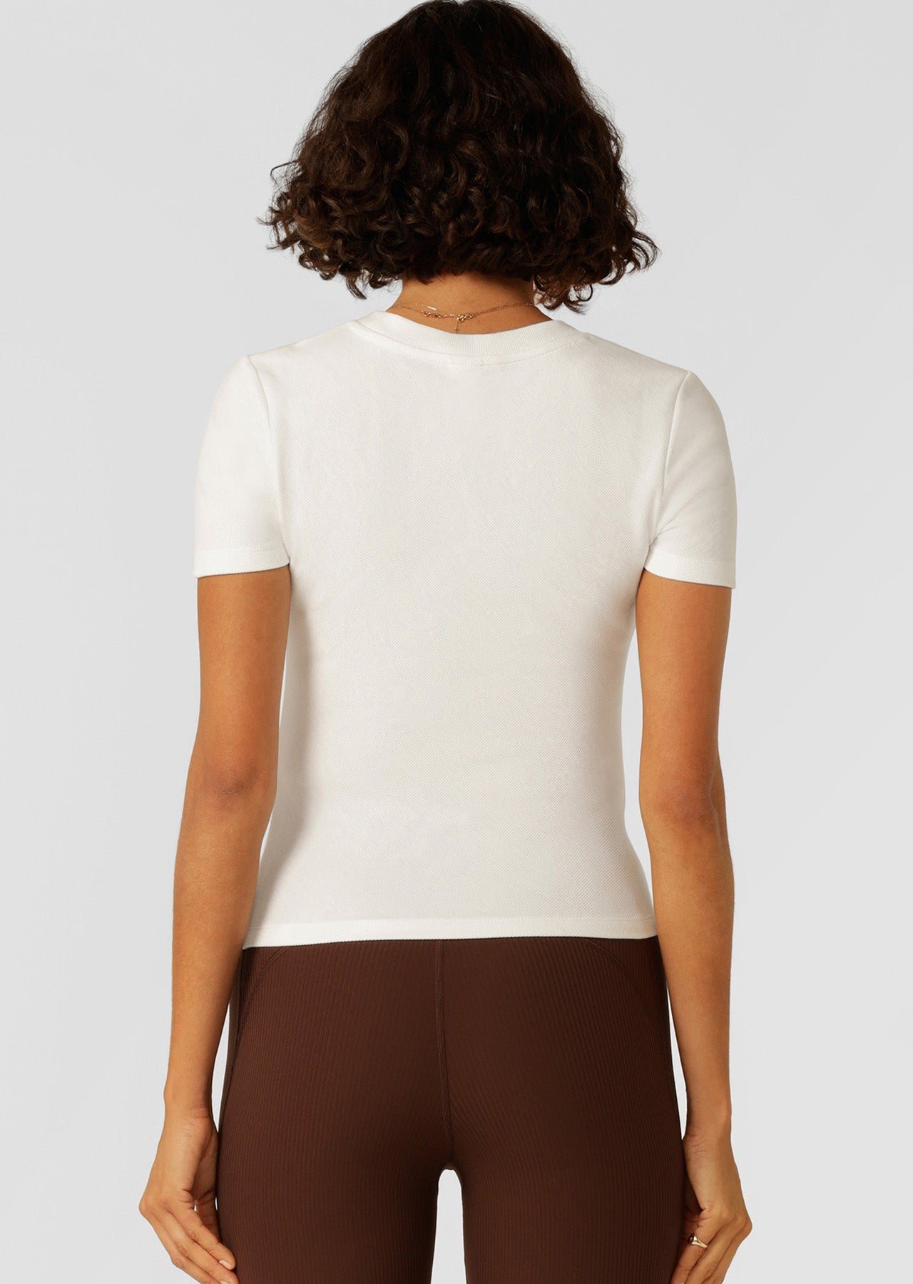 Lorna Jane Classic LJC Rib Short Sleeve T-Shirt - Porcelain