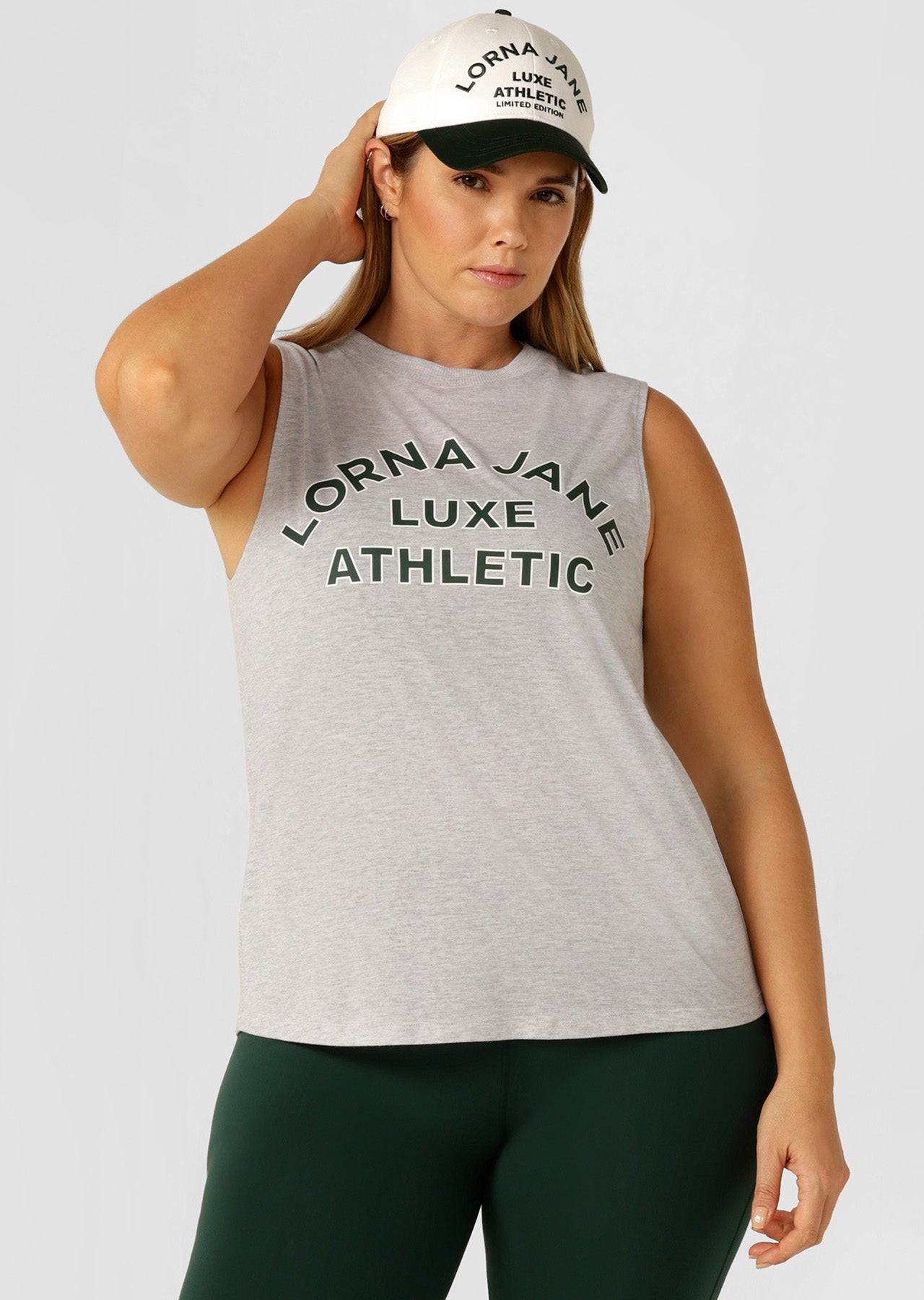 Lorna Jane Lotus Limited Edition Muscle Tank - Light Grey Marl