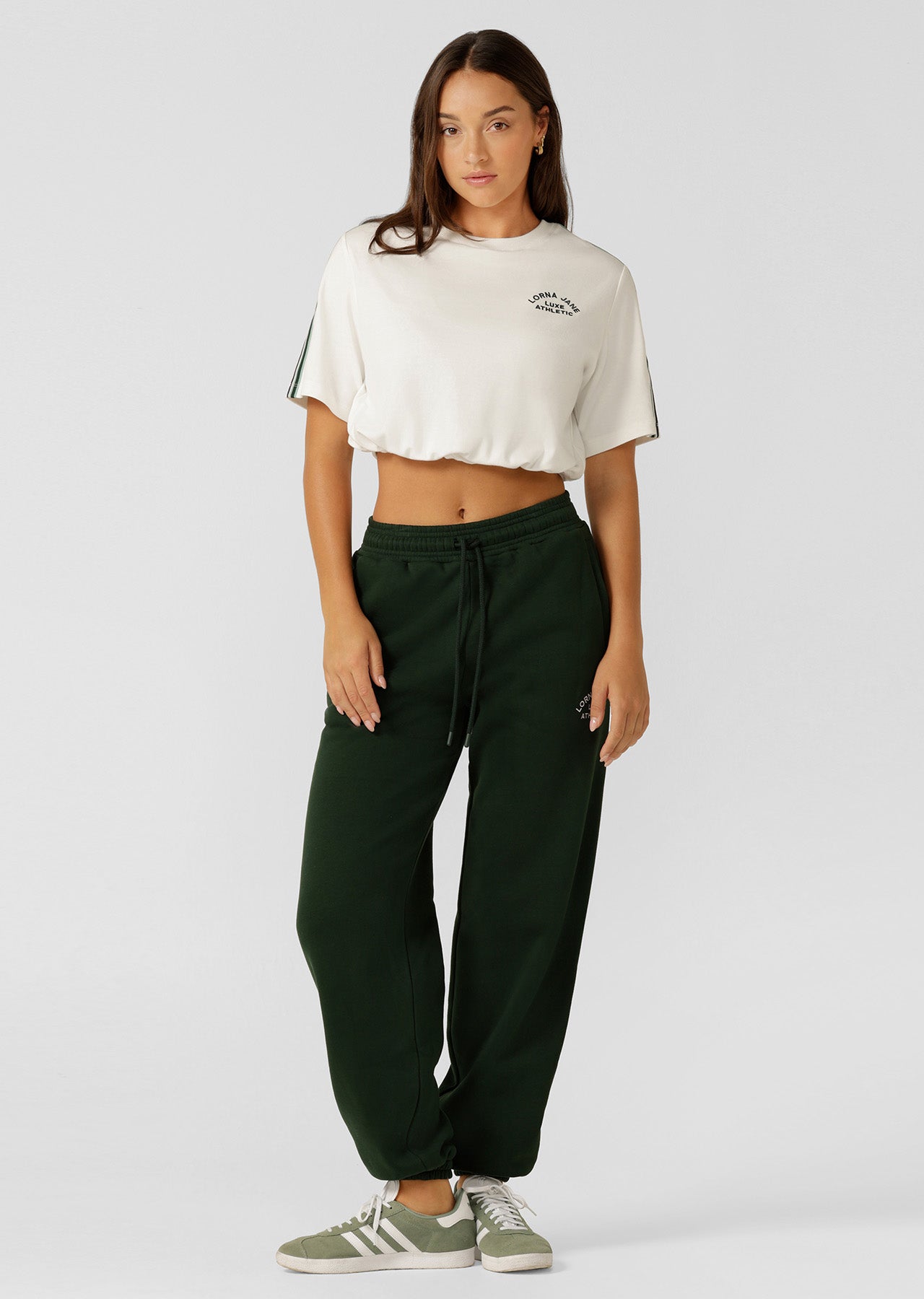 Lorna Jane Lotus Limited Edition Cropped Tee - Porcelain