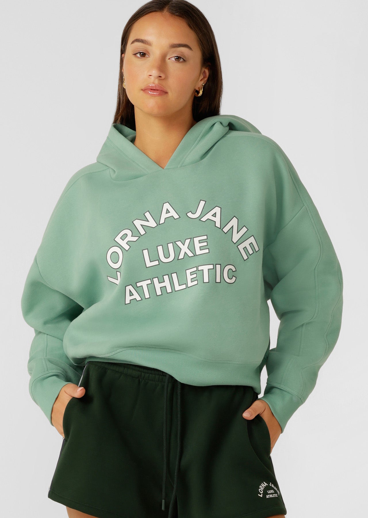 Lorna Jane Lotus Limited Edition Cropped Hoodie - Green Juice