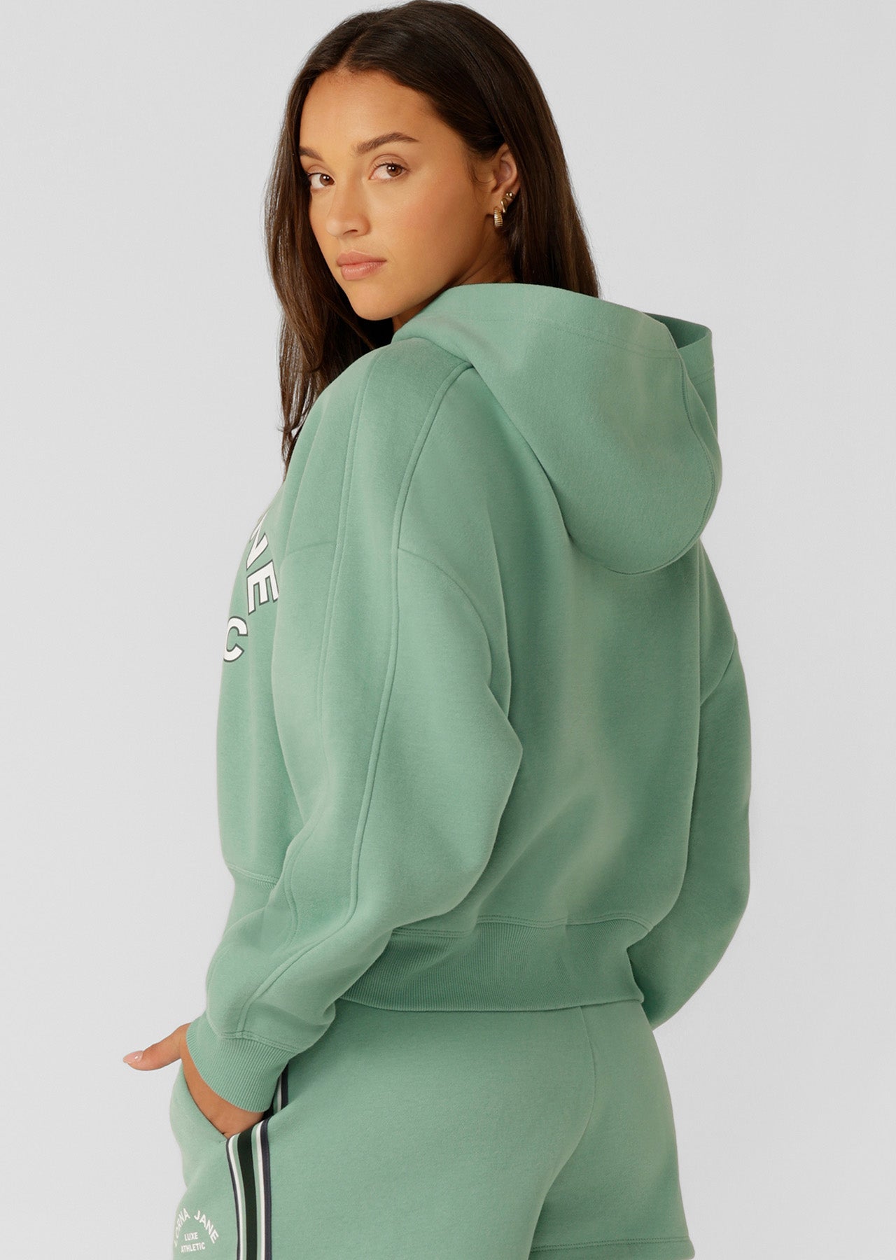 Lorna Jane Lotus Limited Edition Cropped Hoodie - Green Juice