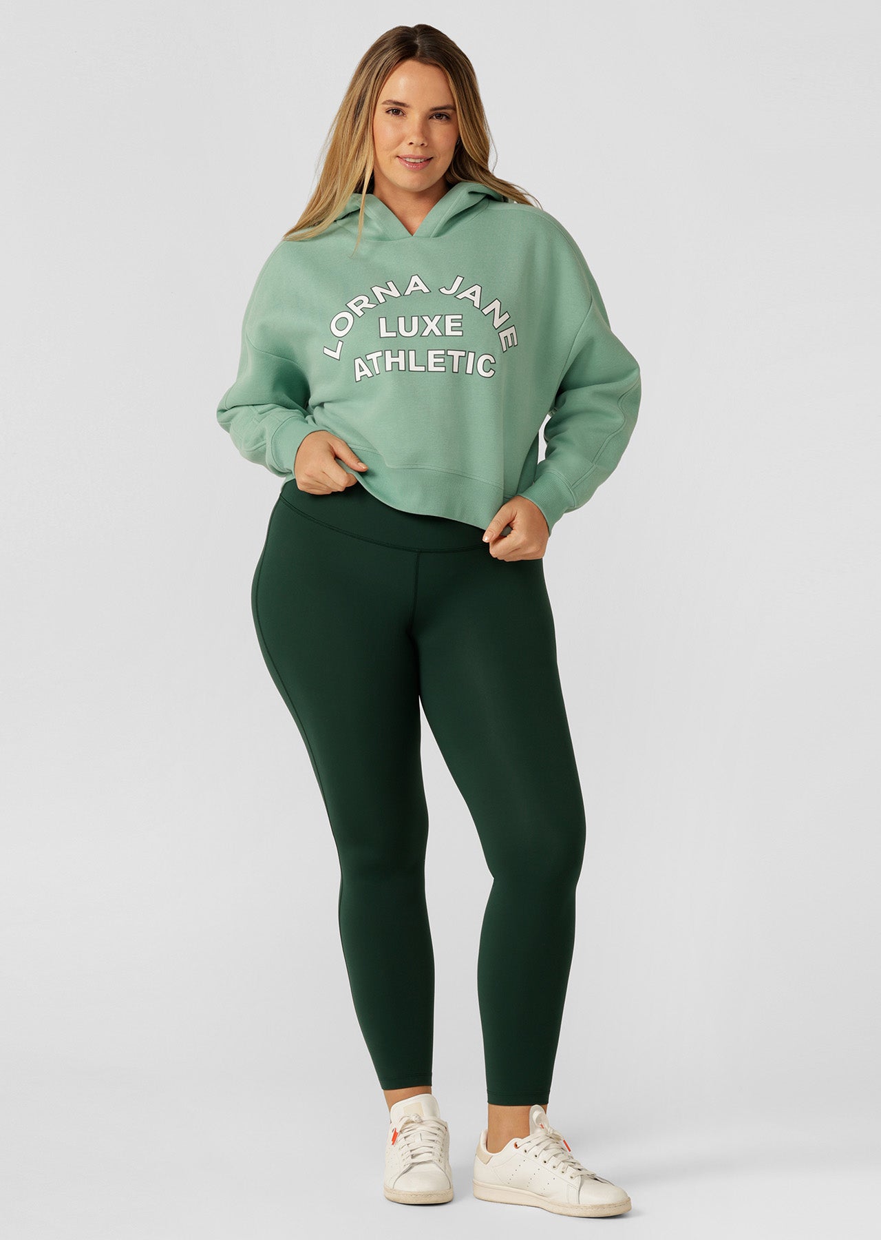 Lorna Jane Lotus Limited Edition Cropped Hoodie - Green Juice