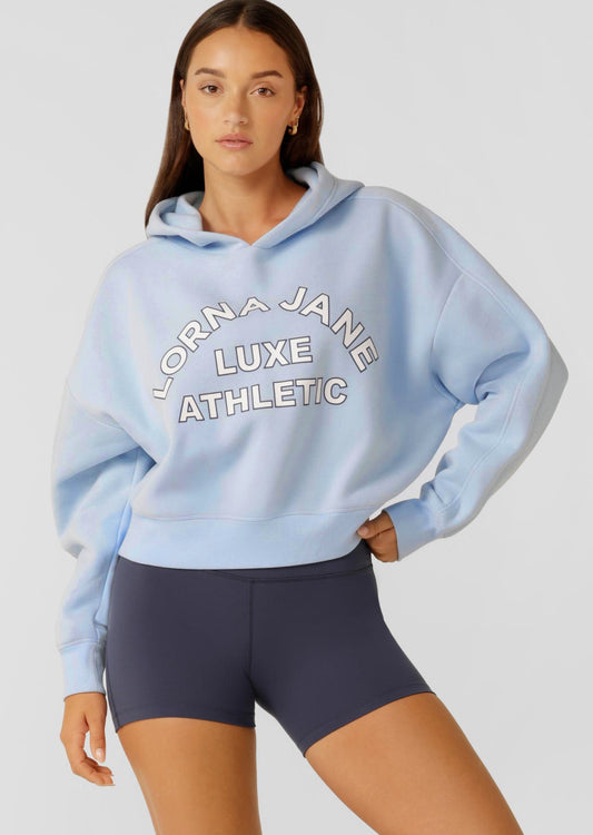 Lorna Jane Lotus Limited Edition Cropped Hoodie - Toulouse Blue
