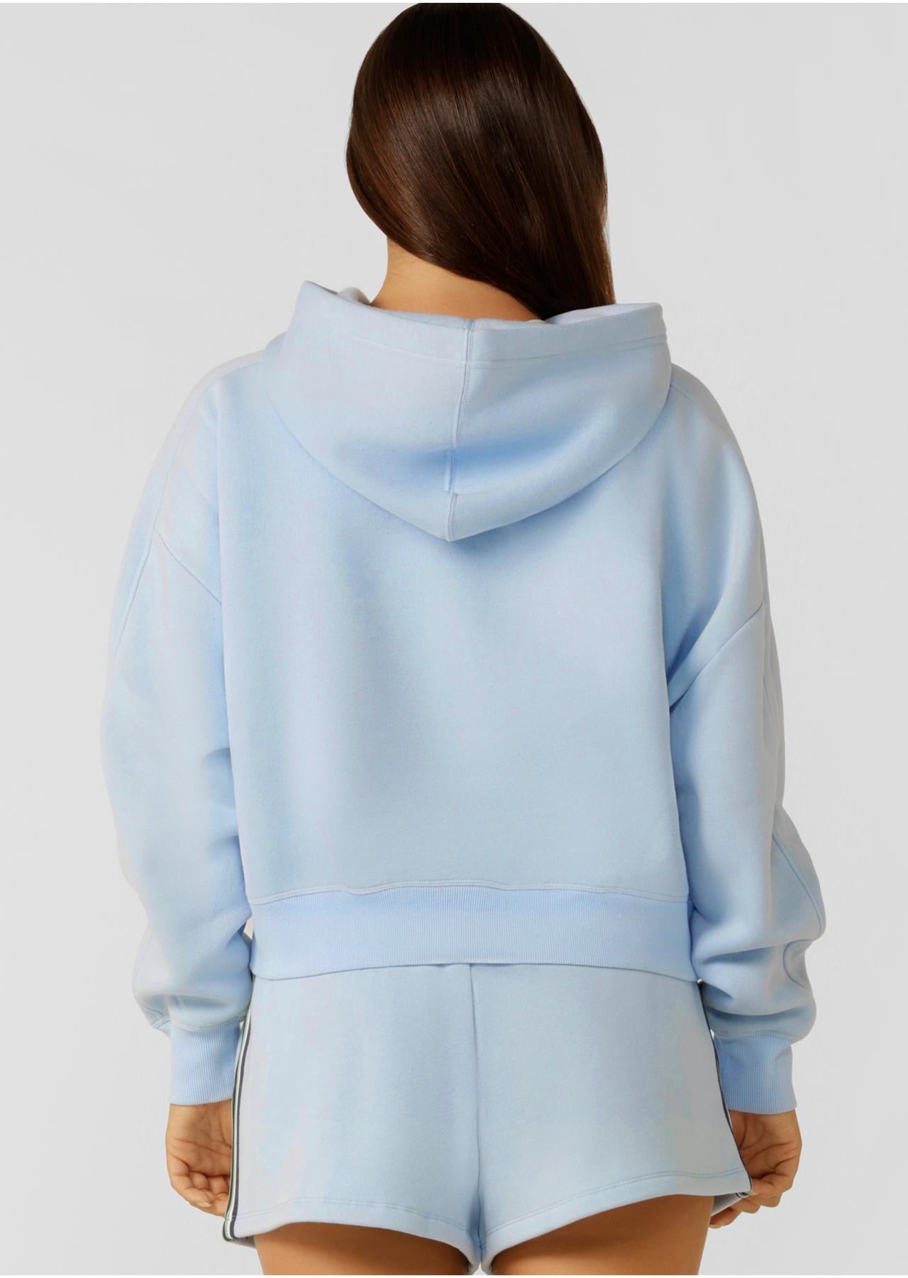 Lorna Jane Lotus Limited Edition Cropped Hoodie - Toulouse Blue