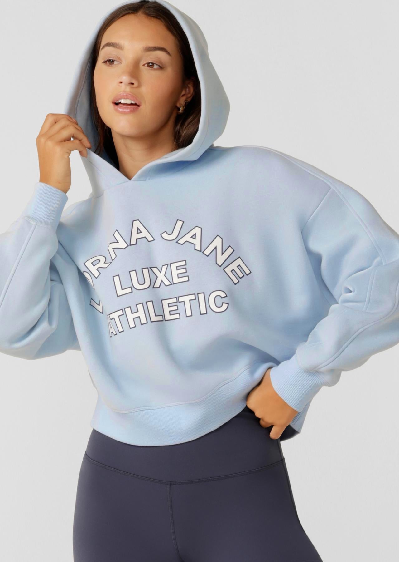 Lorna Jane Lotus Limited Edition Cropped Hoodie - Toulouse Blue