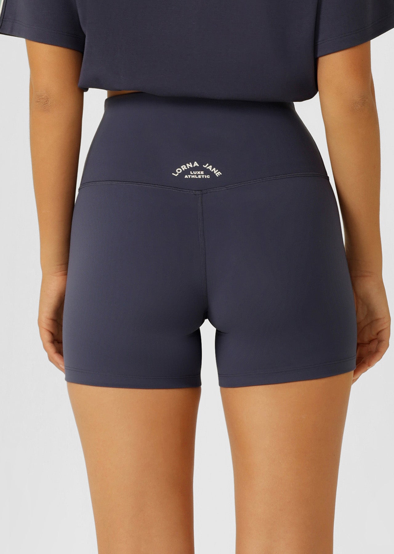 Lorna Jane Lotus Limited Edition No Chafe 12cm Bike Shorts - Ash Blue