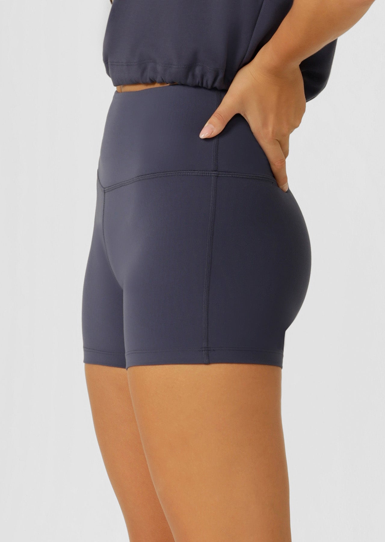 Lorna Jane Lotus Limited Edition No Chafe 12cm Bike Shorts - Ash Blue