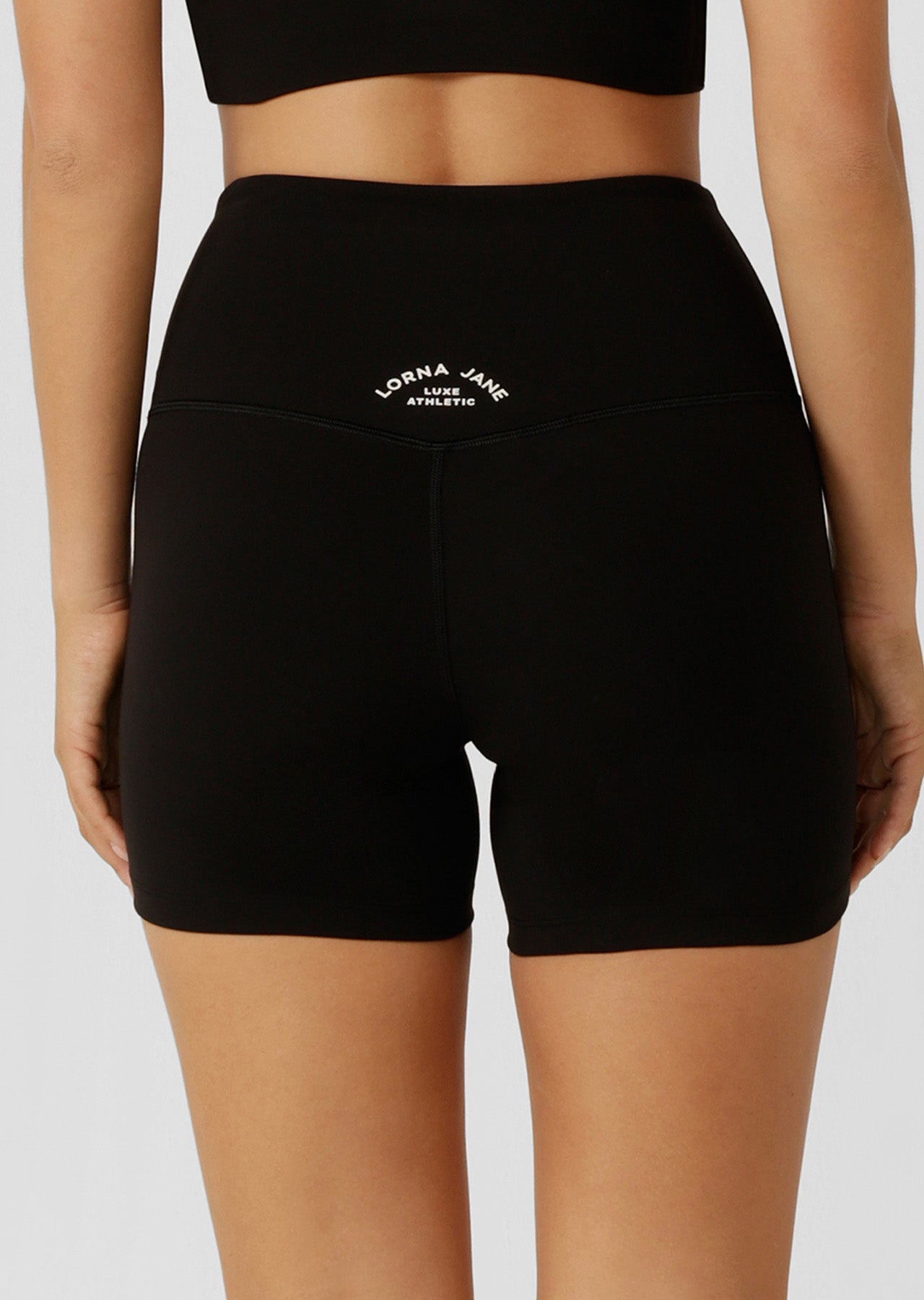 Lorna Jane Lotus Limited Edition No Chafe 12cm Bike Shorts - Black