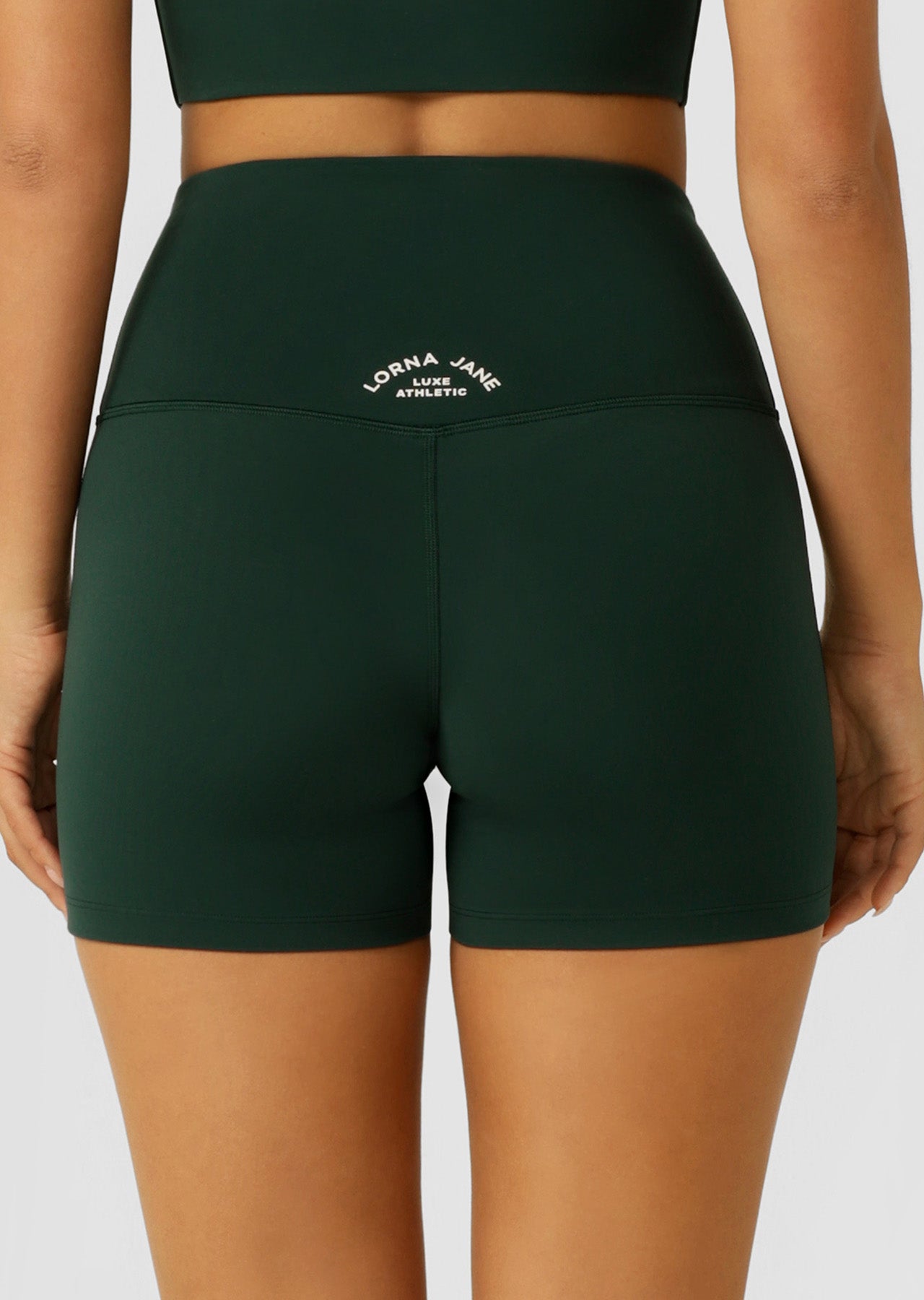 Lorna Jane Lotus Limited Edition No Chafe 12cm Bike Shorts - Dark Green