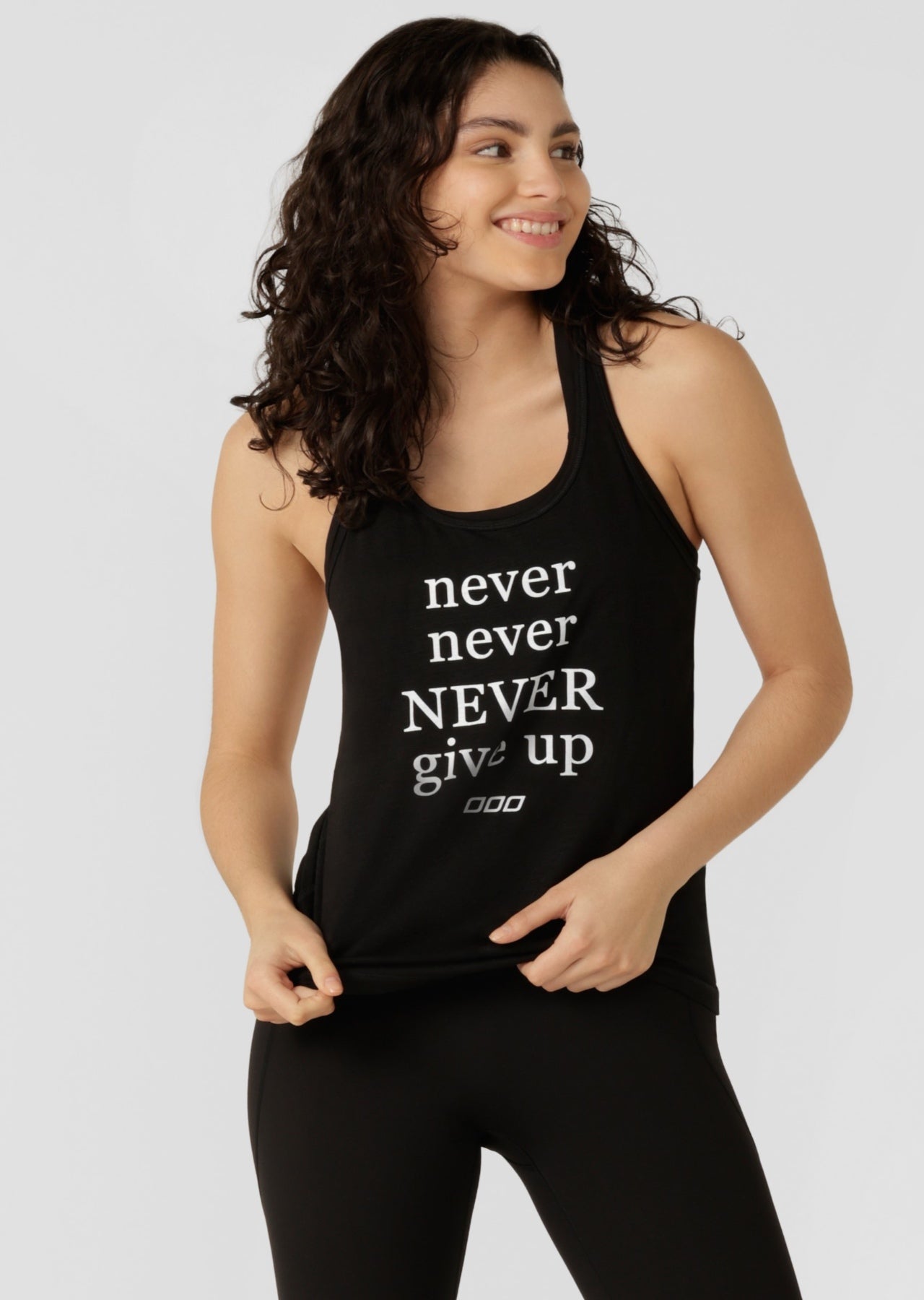 Lorna Jane Never Give Up Slouchy Gym Tank - Black