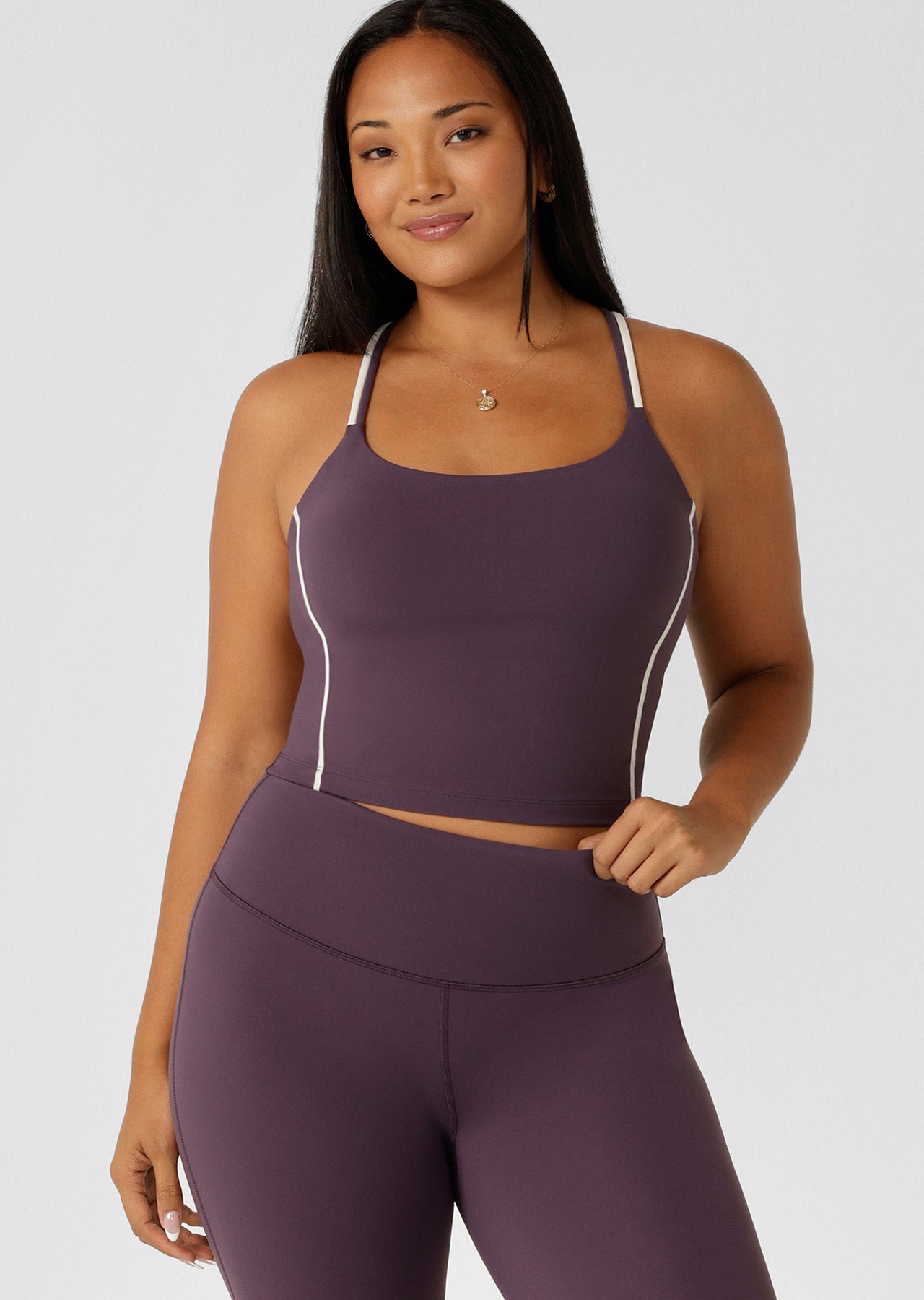 Lorna Jane Limited Edition Lotus Bra Tank Combo - Midnight Plum