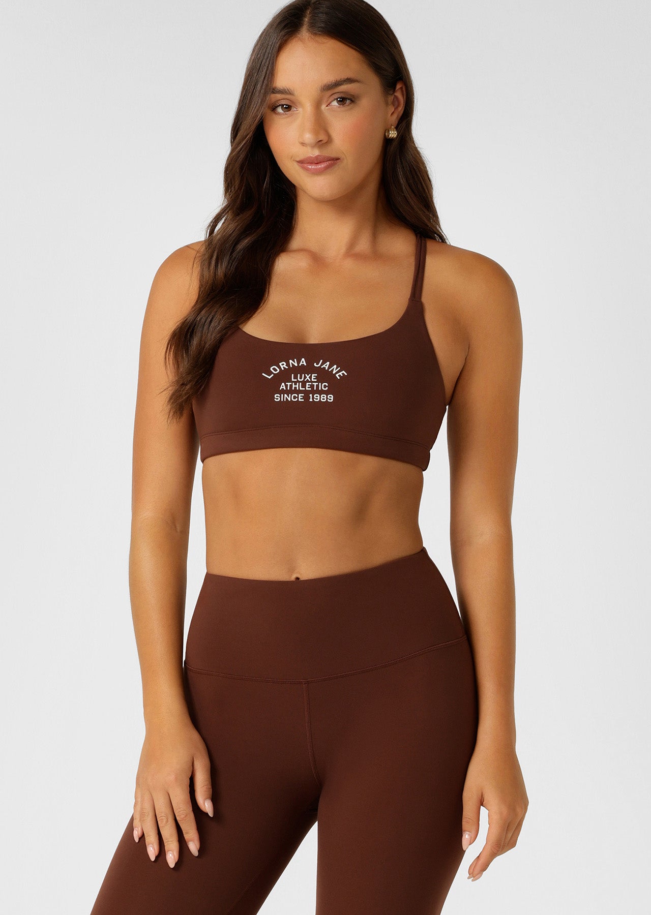 Lorna Jane Limited Edition Lotus Crop Sports Bra - Truffle