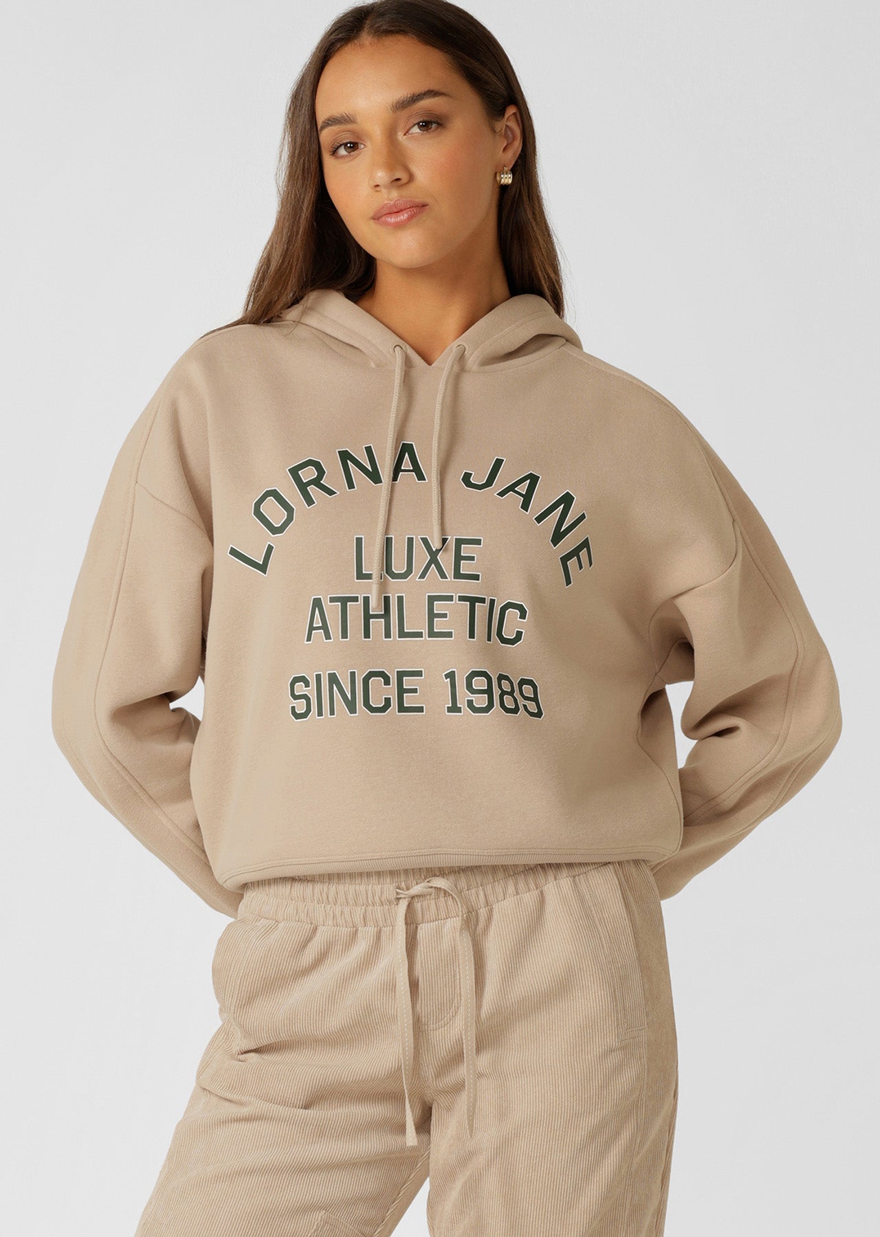 Lorna Jane Limited Edition Lotus Hoodie - Light Oxford Tan