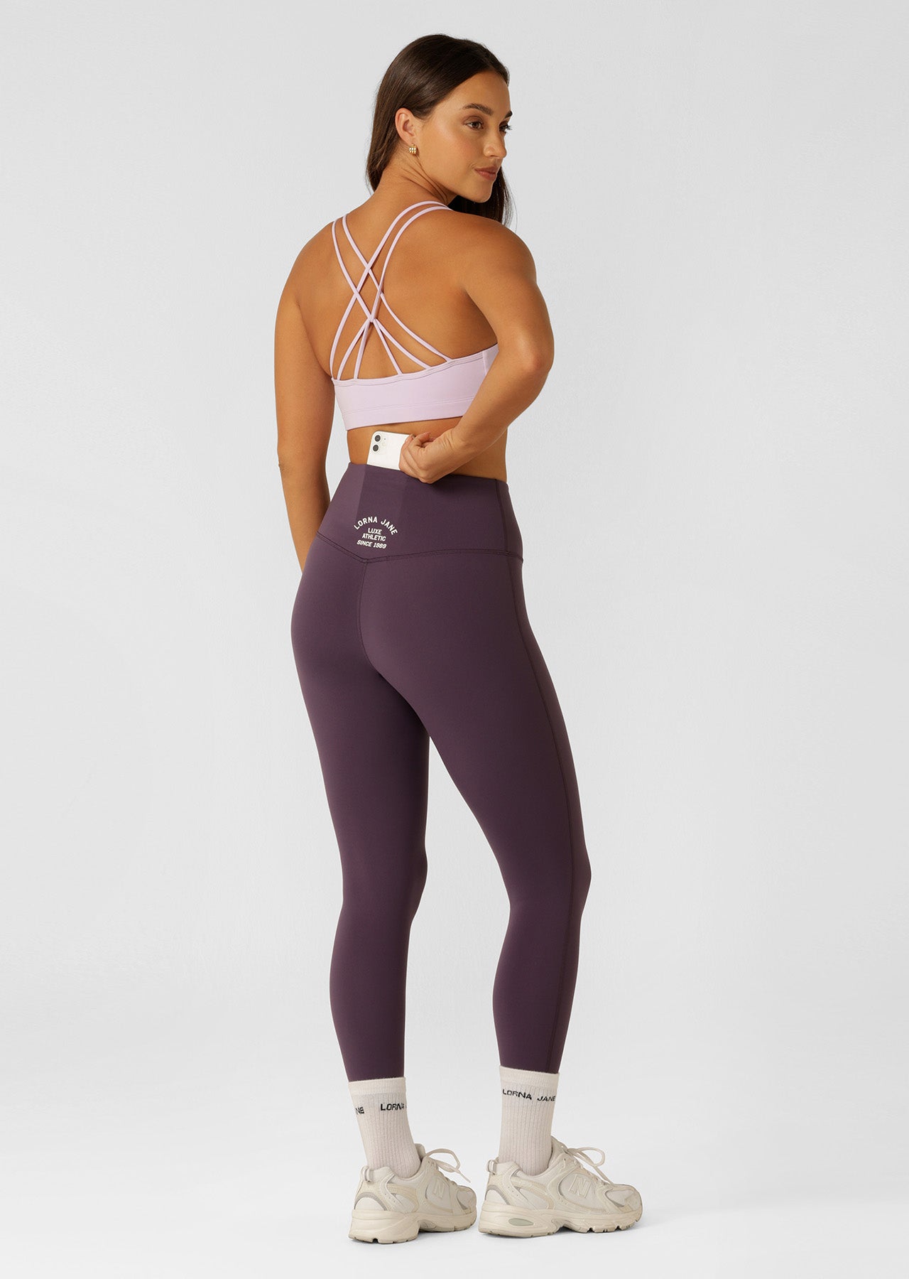 Lorna Jane Limited Edition Lotus No Chafe Ankle Biter Leggings - Midnight Plum