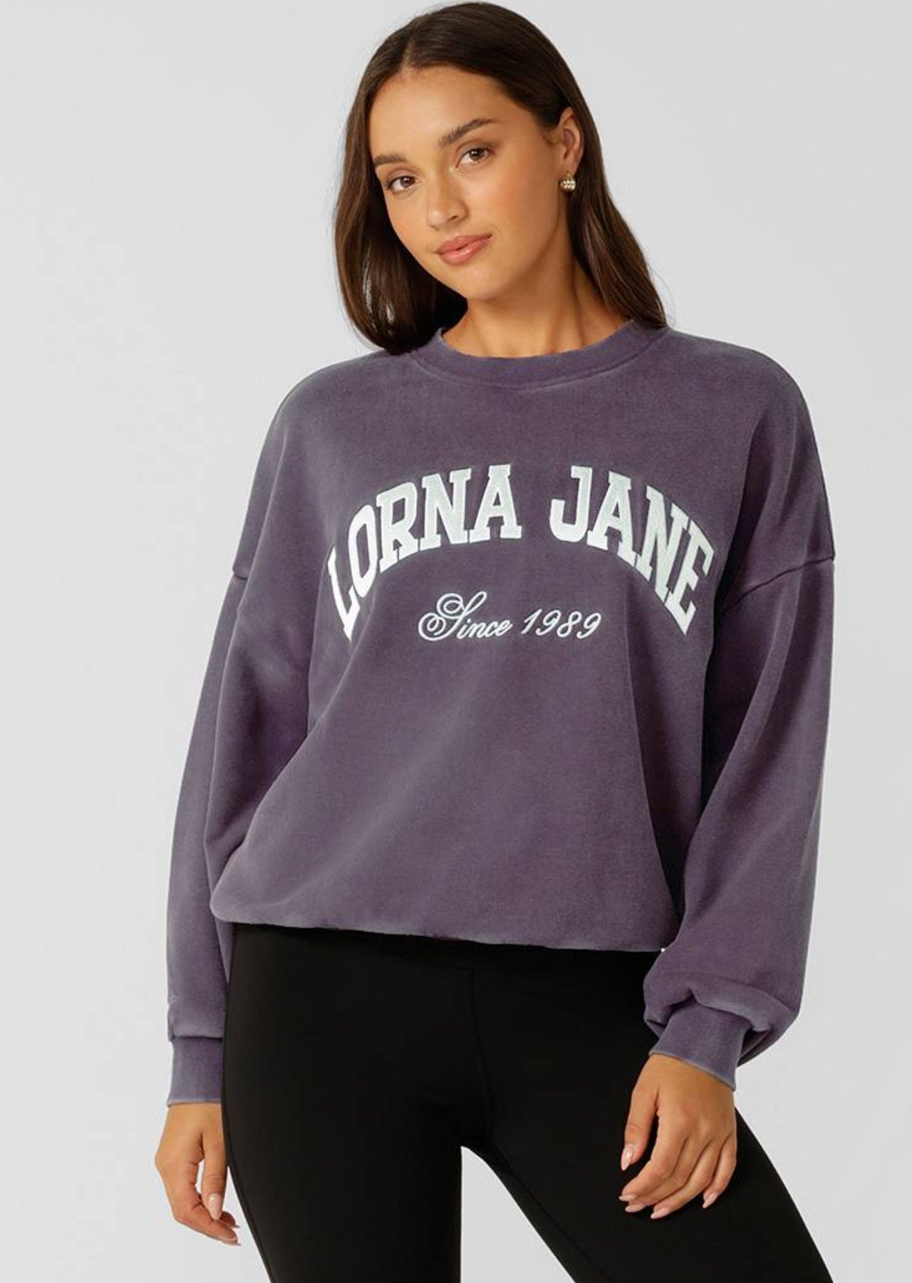 Lorna Jane New Sport Washed Sweatshirt - Washed Midnight Plum