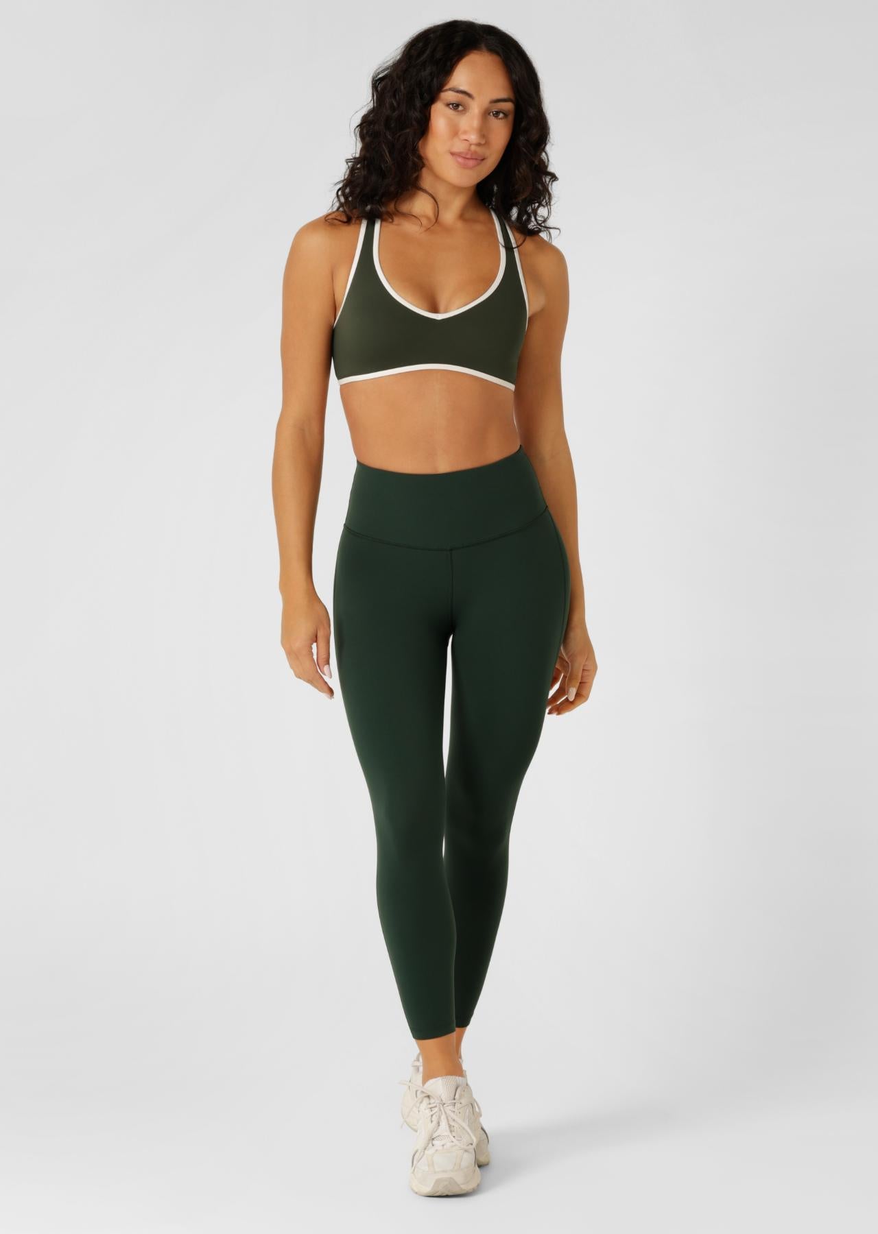 Lorna Jane Retro Sport All Day Sports Bra - Fig Green