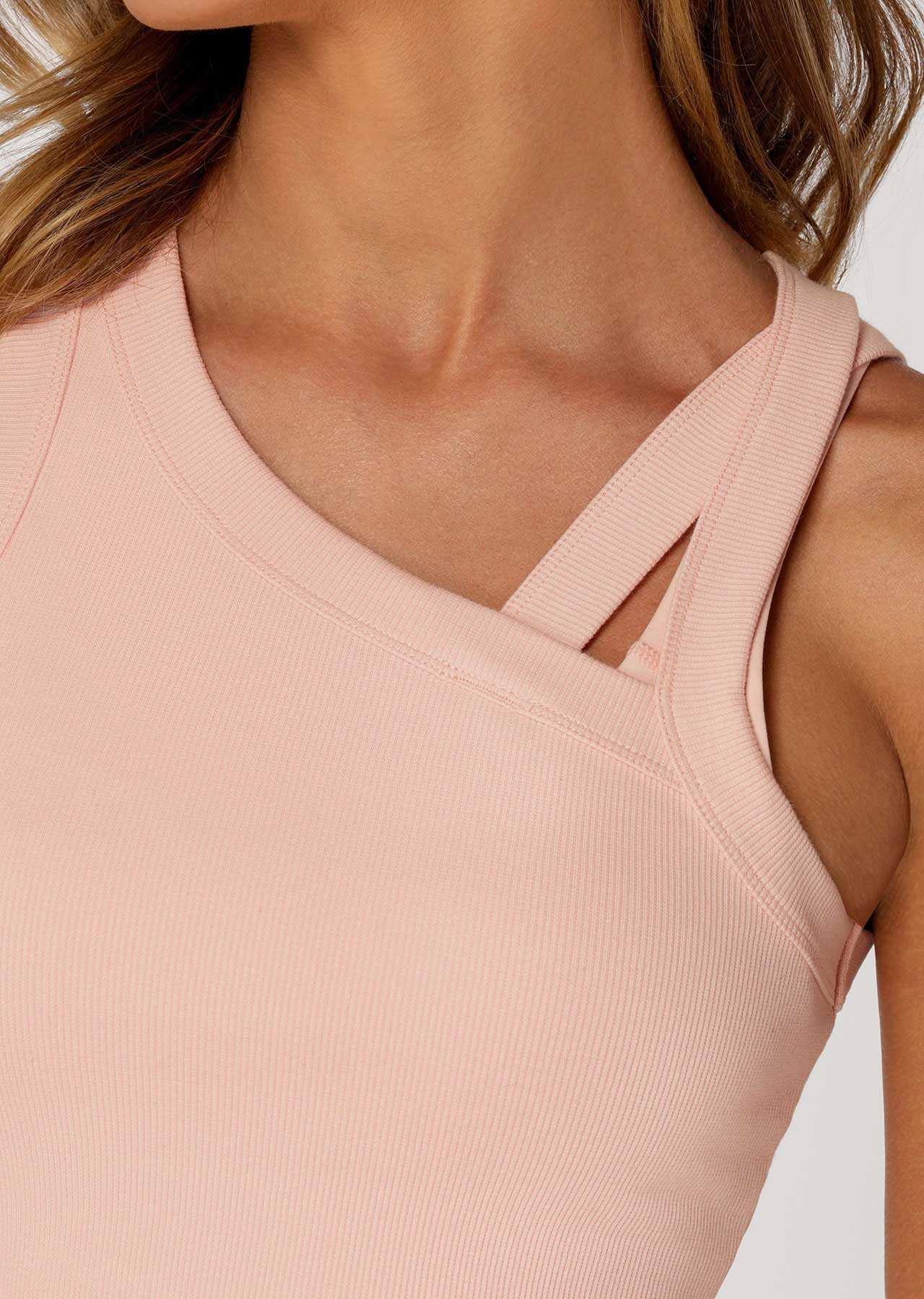 Lorna Jane Get Up And Go Ribbed Tank - Blushed Pink