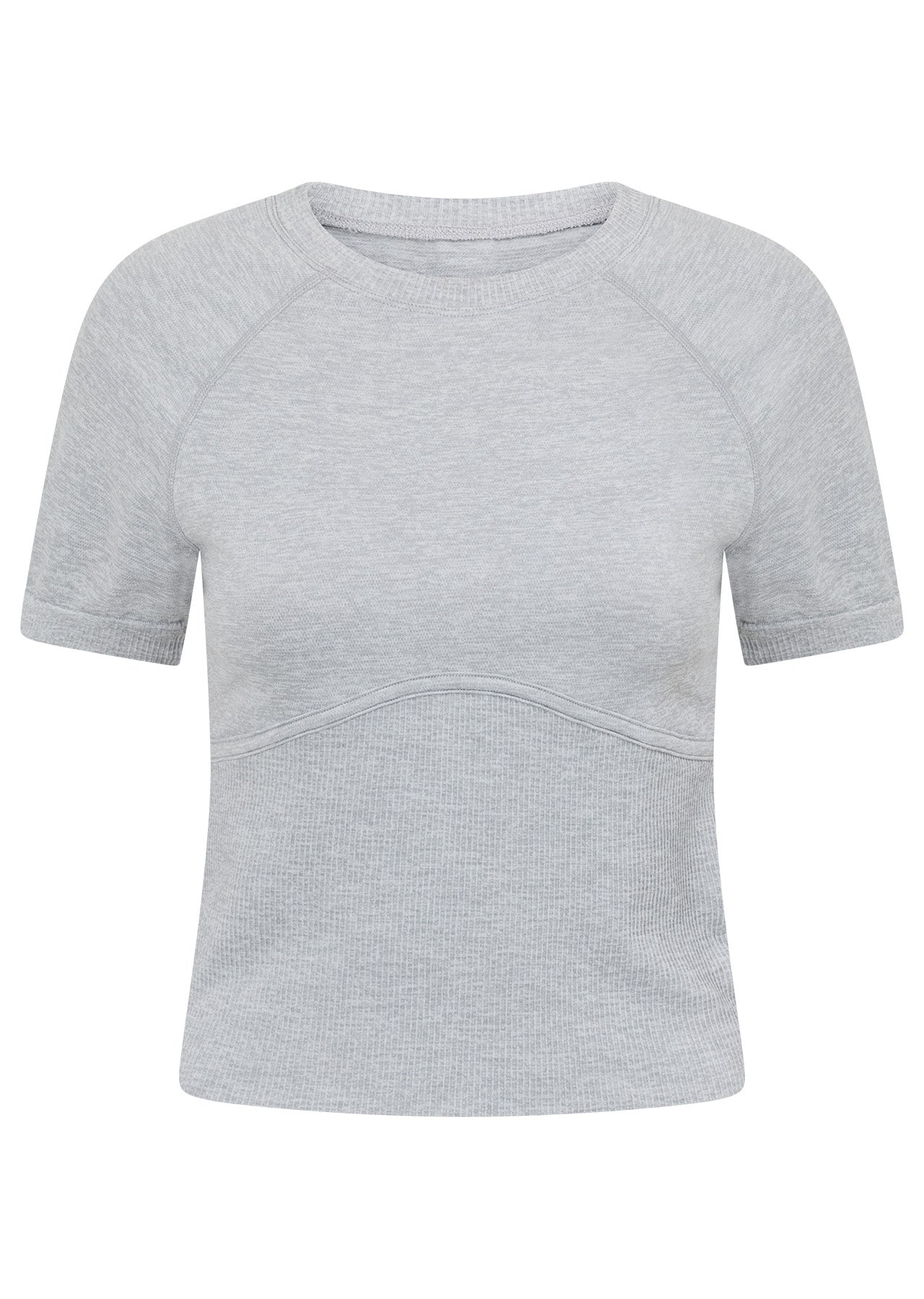 Lorna Jane Seamless Contour Short Sleeve Top - Light Grey Marl