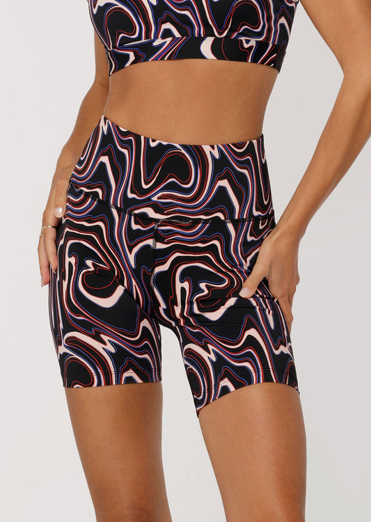 Lorna Jane Meta Luminous Pocket Bike Shorts - Aurora Print