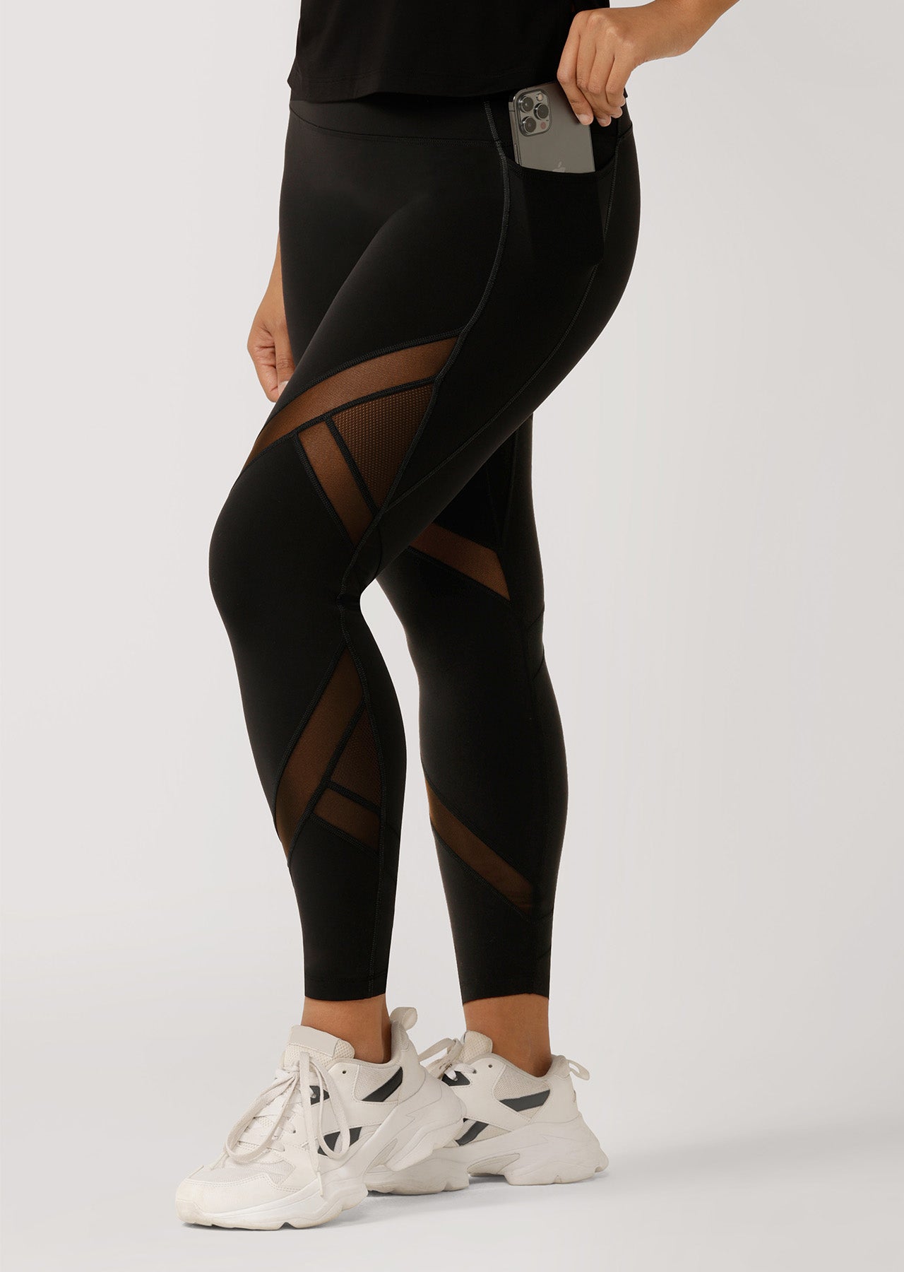 Lorna Jane Flash Back No Ride Pocket Ankle Biter Leggings - Black