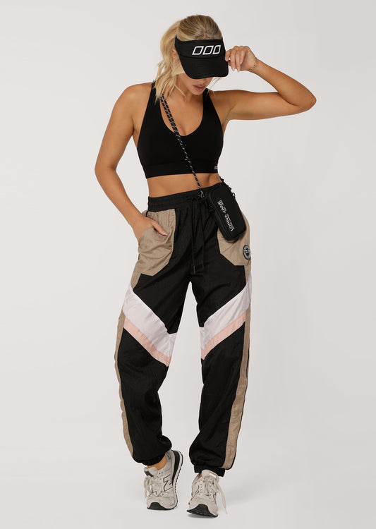 Lorna Jane Get Physical Colourblock Active Pants - Dark Off White Multi