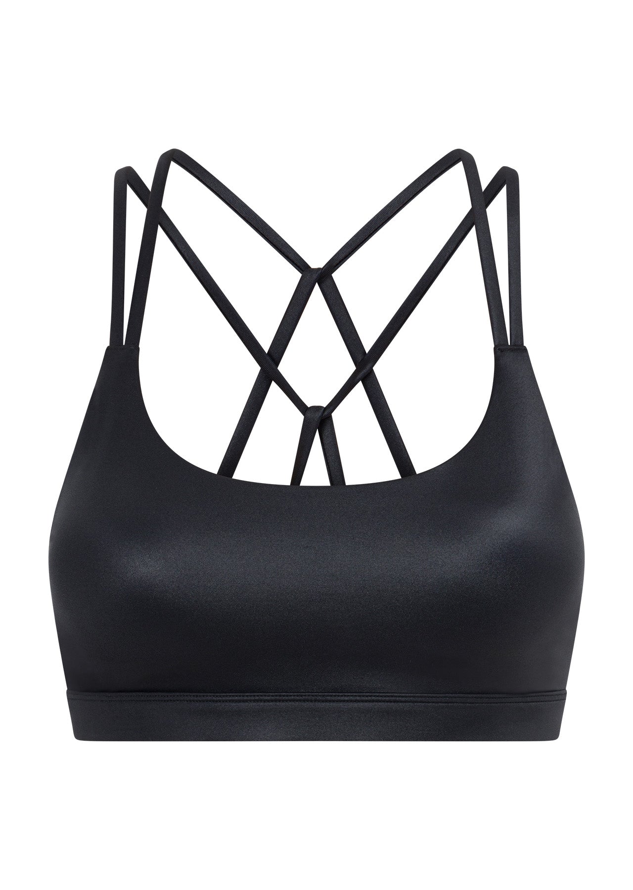 Lorna Jane Wet Look Strappy Sports Bra - Black
