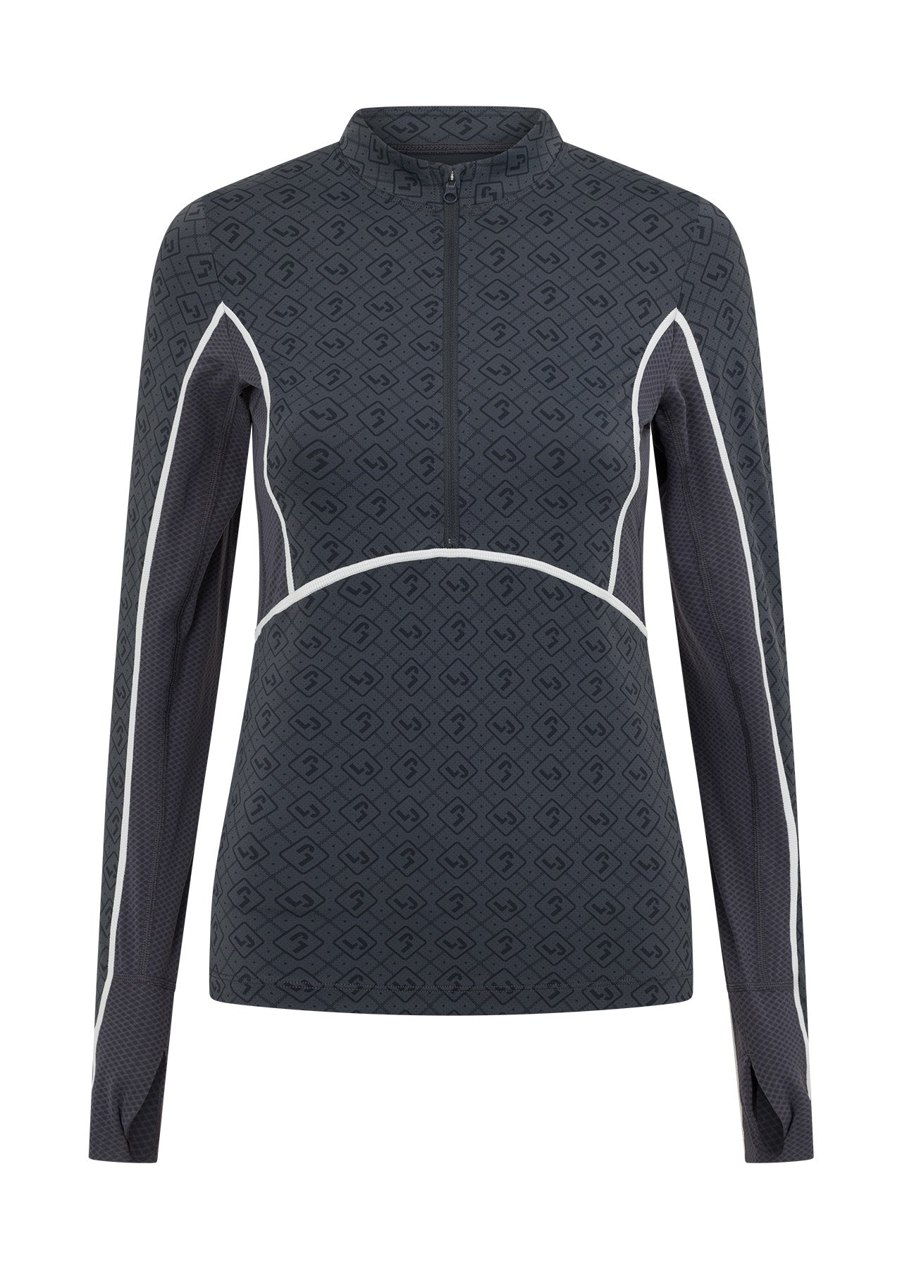 Lorna Jane Sprinter Long Sleeve Active Zip Top - Tonal Monogram Print