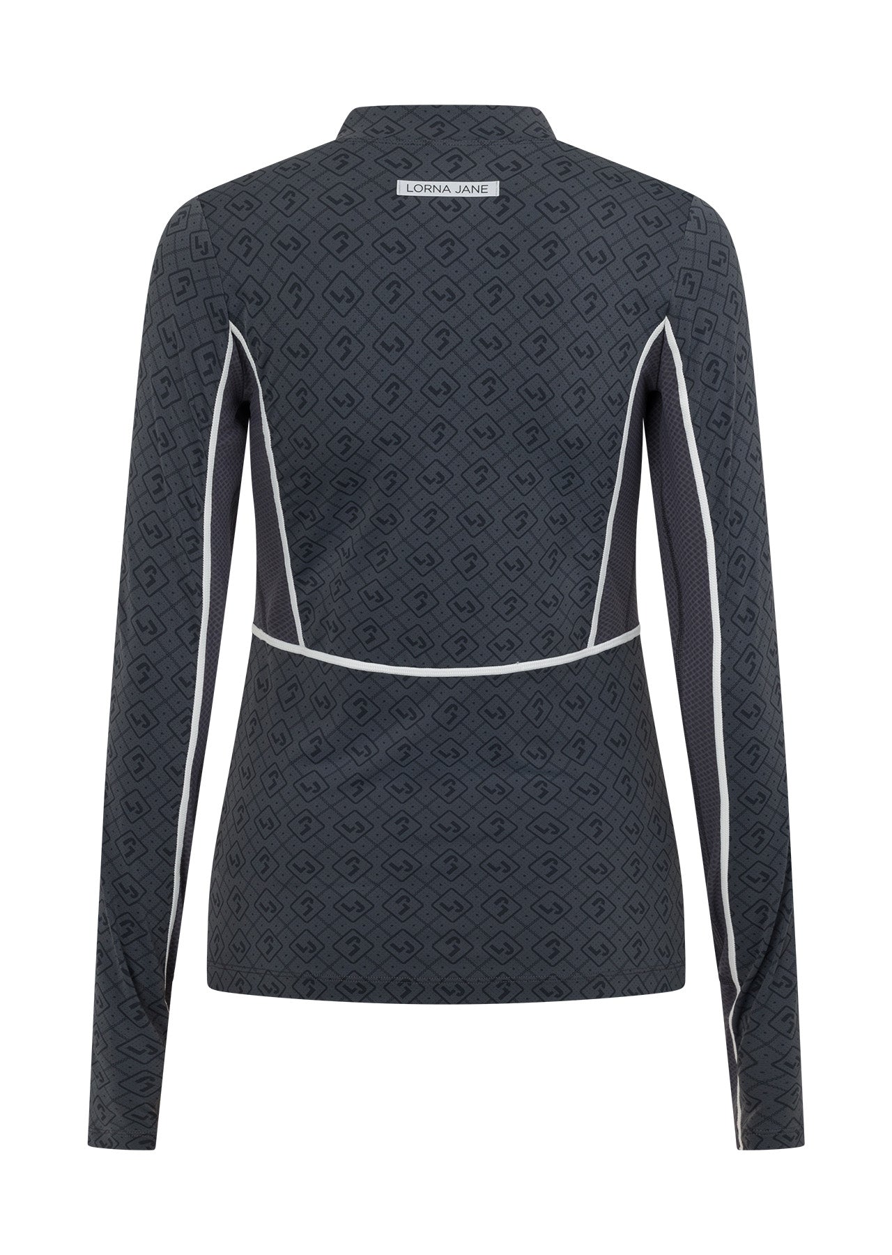 Lorna Jane Sprinter Long Sleeve Active Zip Top - Tonal Monogram Print