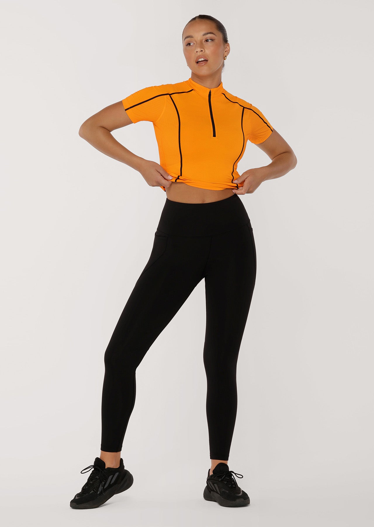 Lorna Jane Climber Short Sleeve Active Zip Top - Pumpkin