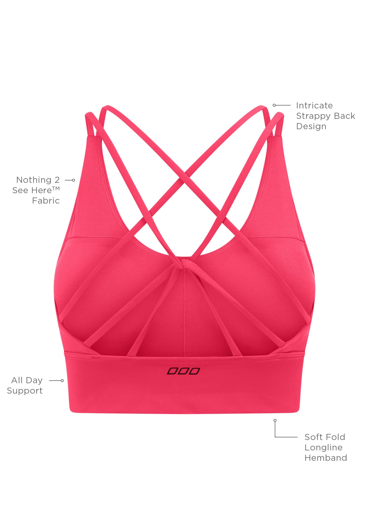 Lorna Jane Lotus Longline Sports Bra - Neon Raspberry
